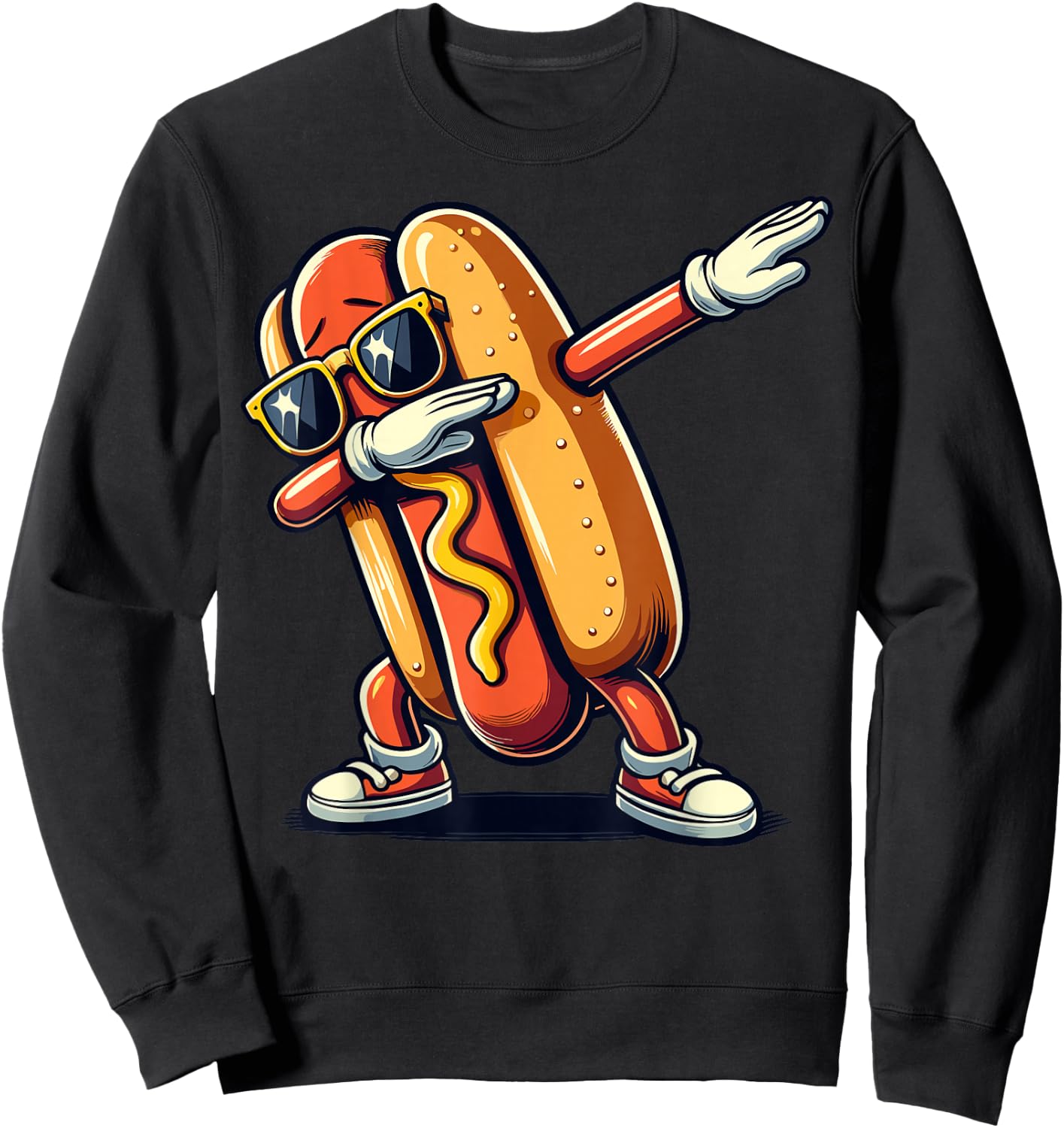 Cool Hot Dog Dabbing Funny Fast Food Hotdog Lovers Toddler Sweatshirt - Sweatshirt | Black