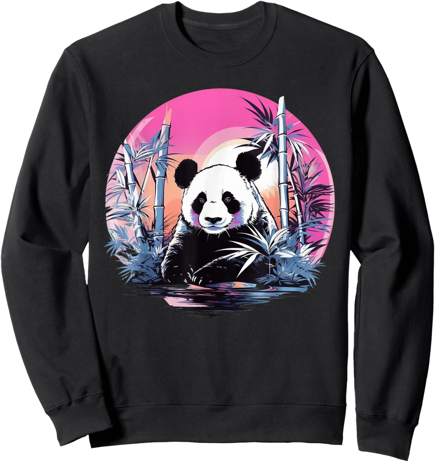Vaporwave Panda Bear I Aesthetic Panda Sweatshirt - Sweatshirt | Black