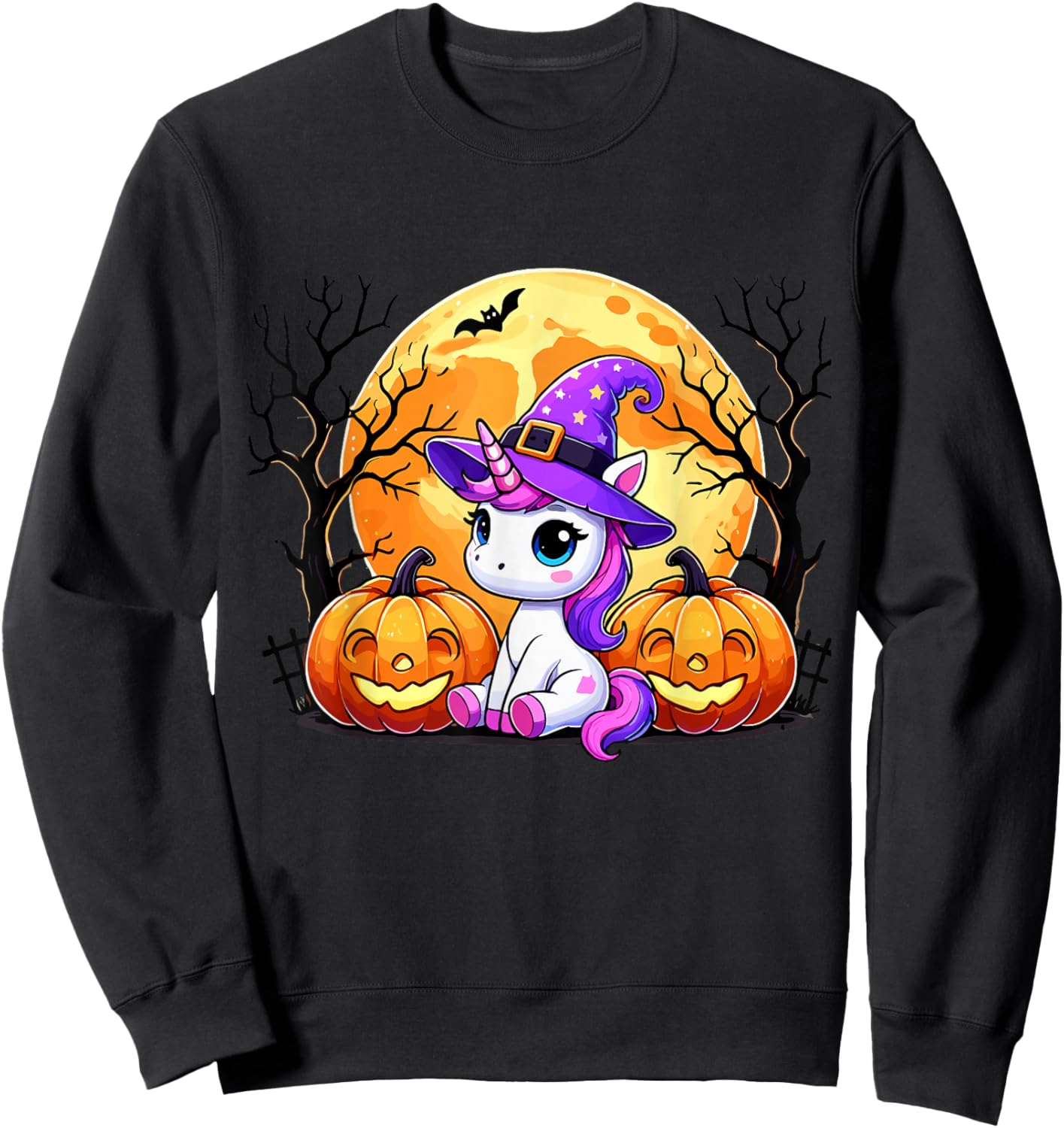 Cute Unicorn Halloween Sweatshirt - Sweatshirt | Black