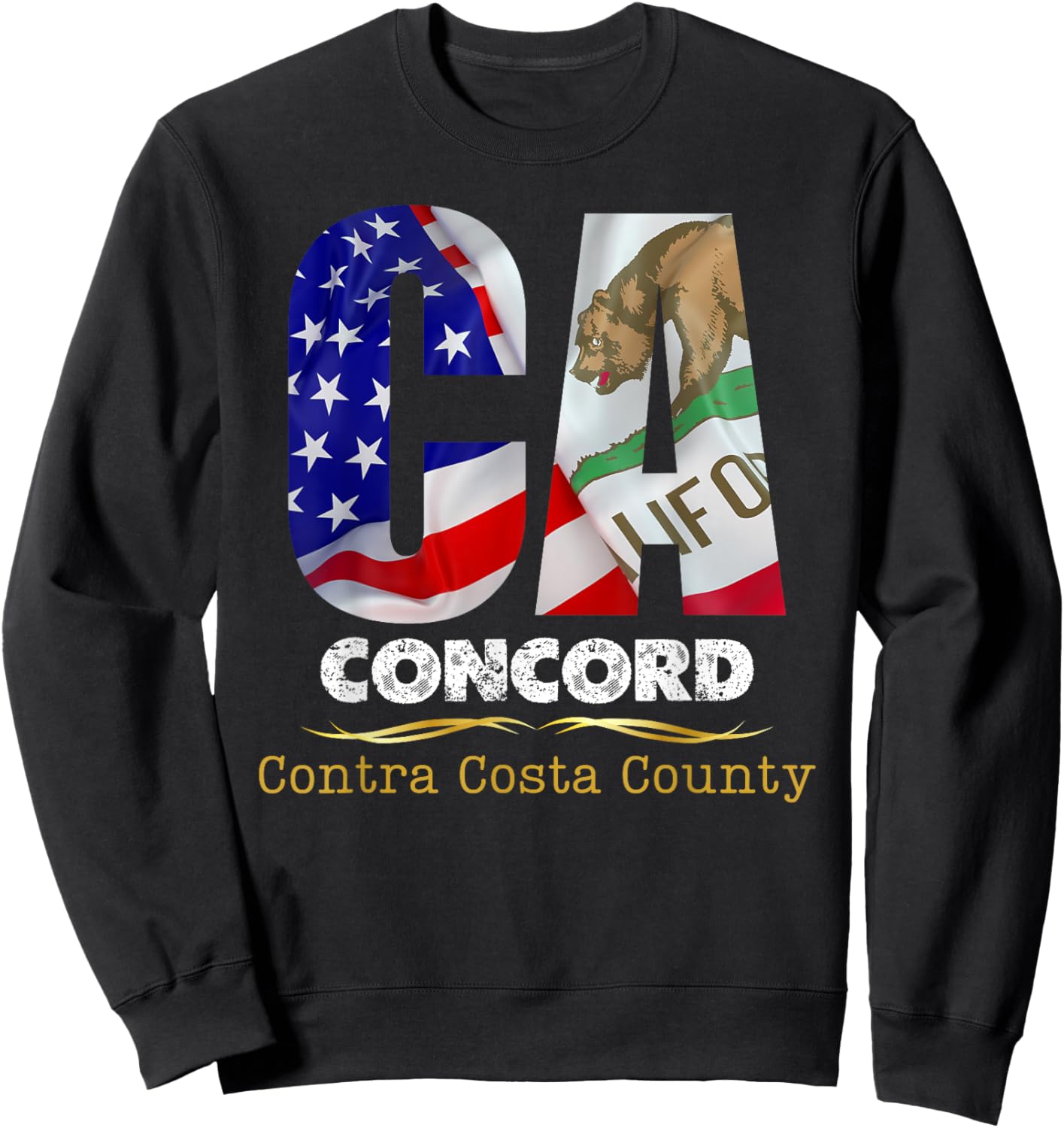 Concord, California CA, Authentic Popular City, , Small Sweatshirt - Sweatshirt | Black