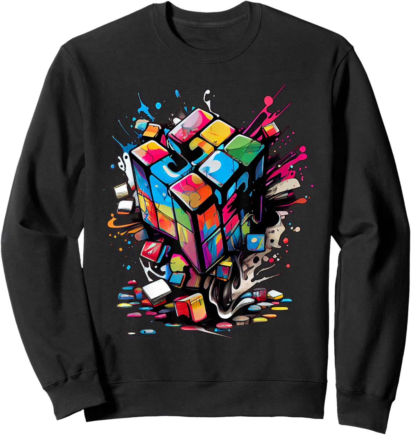 Puzzle Cube Exploding Speed Cubing 80's Youth Vintage Math Sweatshirt - Sweatshirt | Black