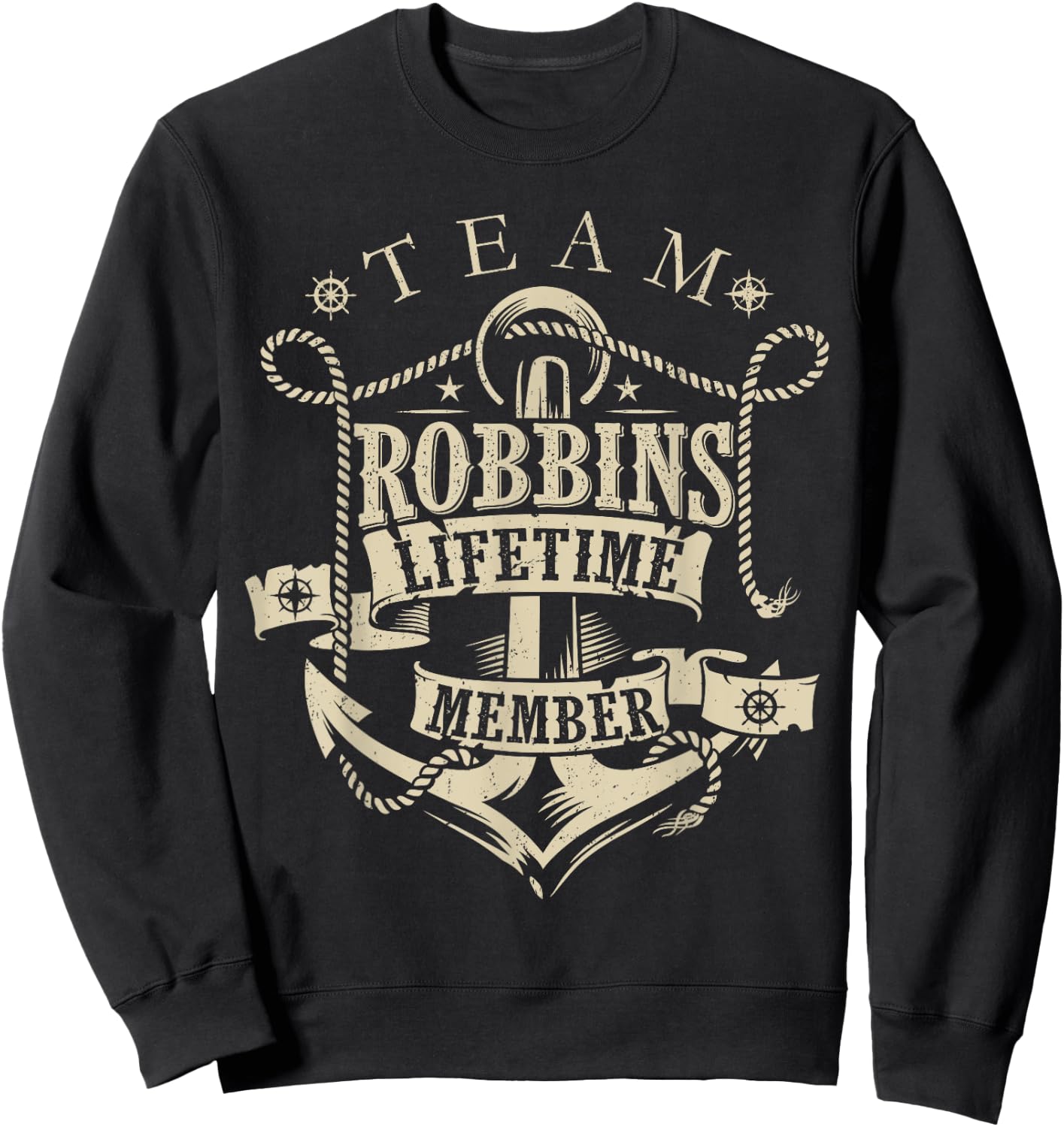 Team ROBBINS Lifetime Member Vintage ROBBINS Family Name Sweatshirt - Sweatshirt | Black