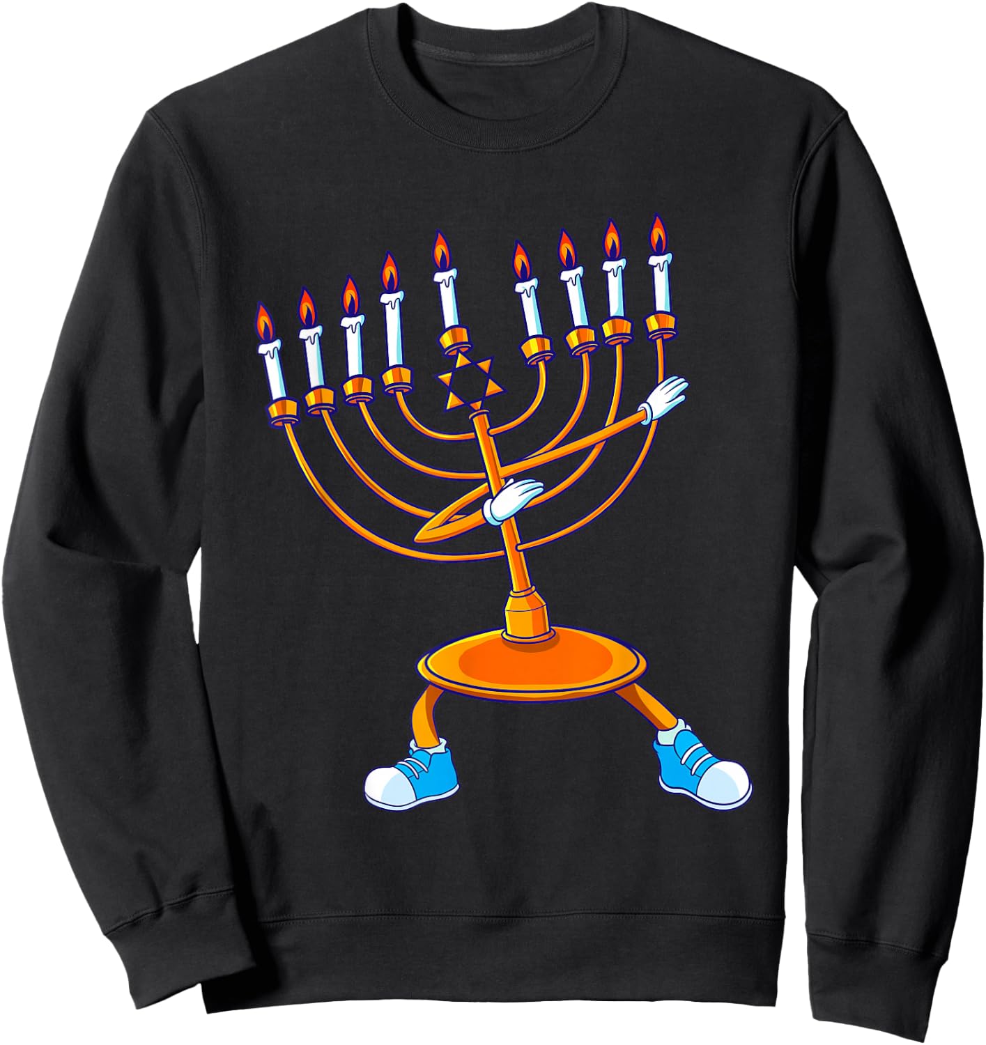 Dabbing Menorah Hanukkah Dancing Chanukah Kids Girls Boys Sweatshirt - Sweatshirt | Black
