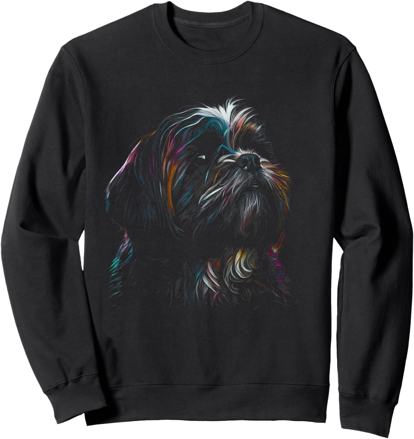 Colorful Splash Shih Tzu Art Animal Breeder Dog Trainer Men Women Kids Sweatshirt - Sweatshirt | Black