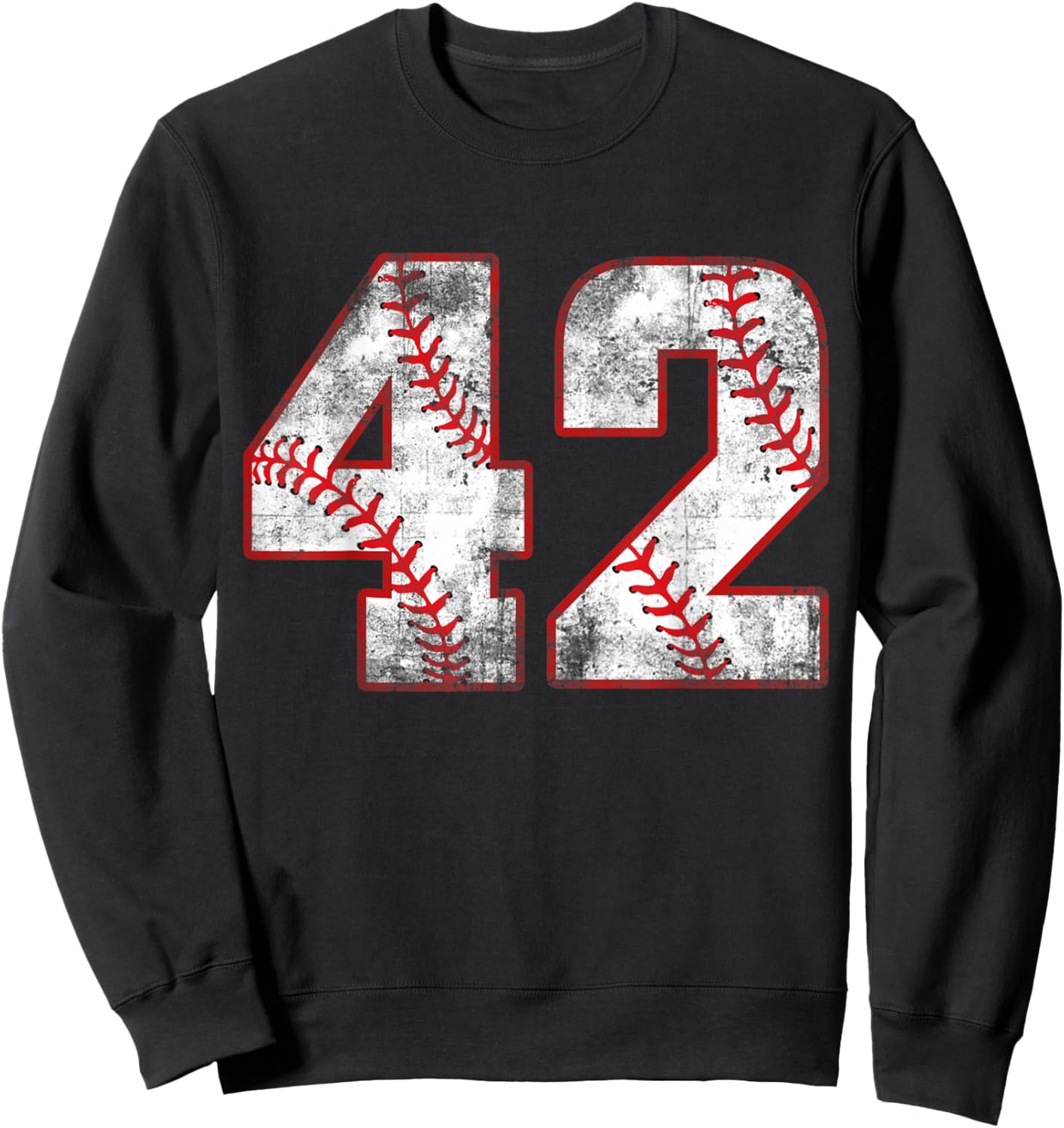 Vintage Baseball 42 Jersey Number Sweatshirt - Sweatshirt | Black