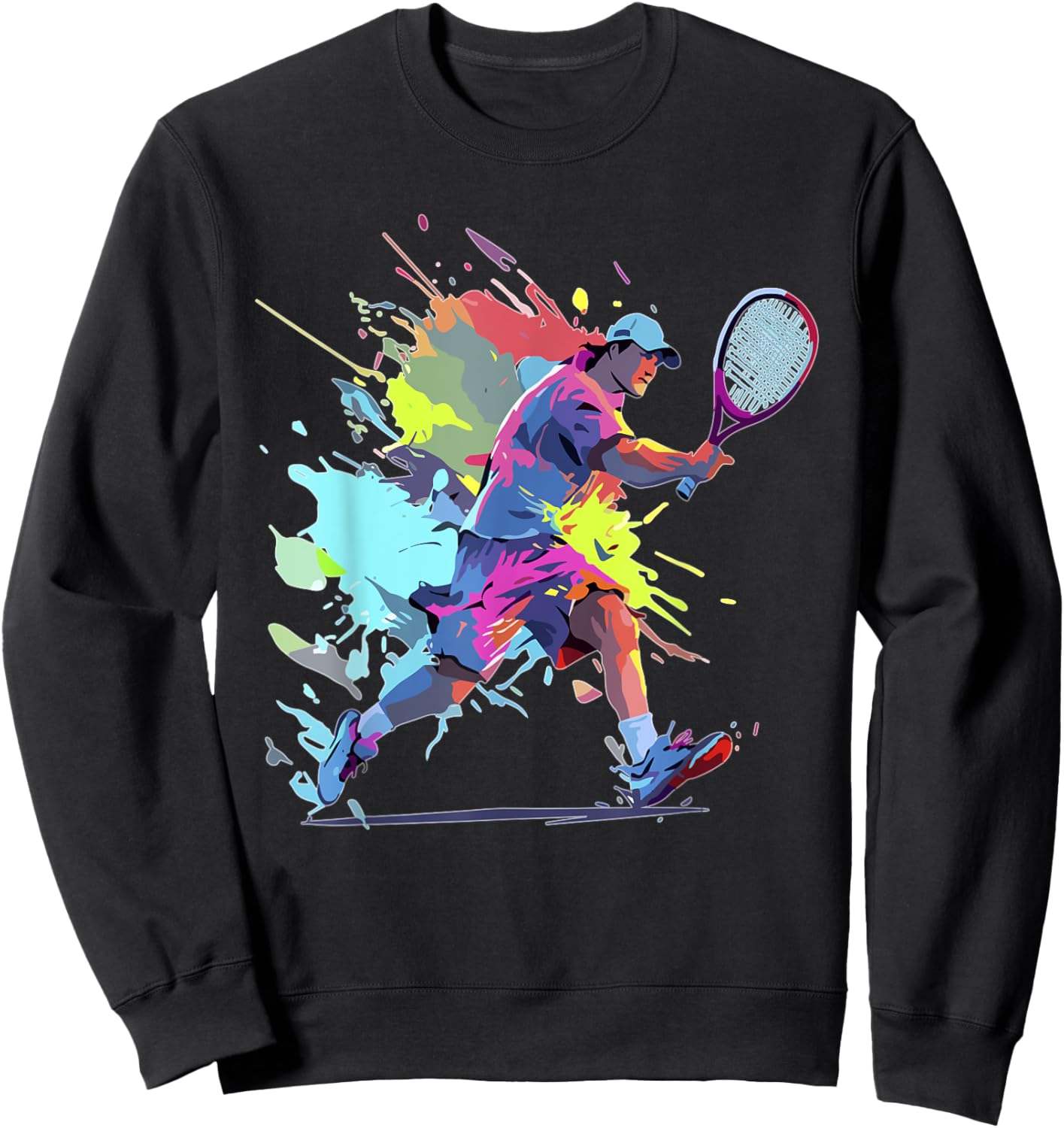 Tennis player Paint splash Tennis racket Sweatshirt - Sweatshirt | Black