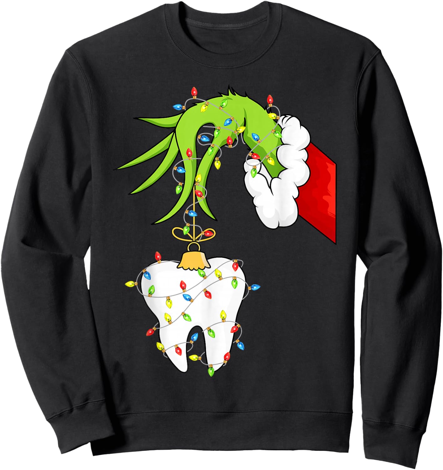 Tooth Dentist Dental Assistant Teeth Christmas Xmas Pajamas Sweatshirt - Sweatshirt | Black