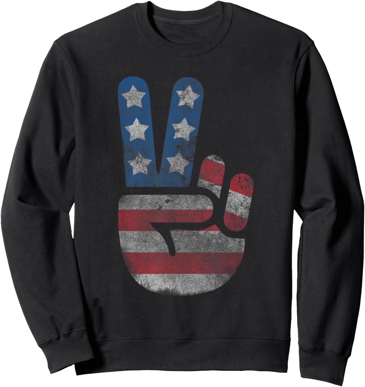 USA Flag Peace Sign Victory Fingers Patriotic Sweatshirt - Sweatshirt | Black