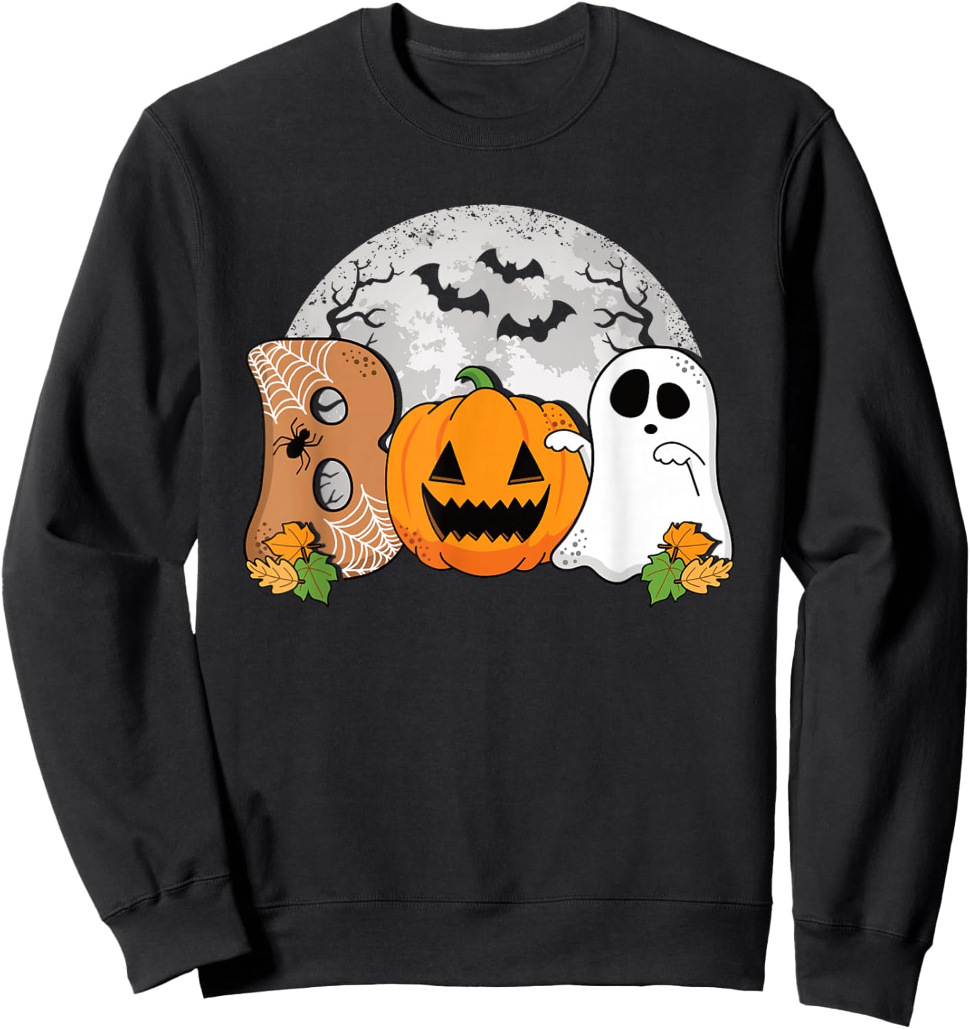 Boo Halloween Pumpkin Ghost Scary Halloween Men Women Kids Sweatshirt - Sweatshirt | Black