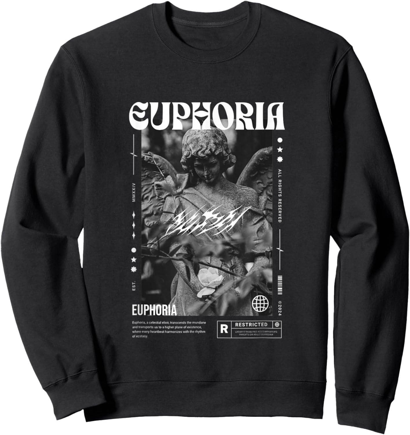 Euphoria Angel - Bold Urban Graffiti Sweatshirt - Sweatshirt | Black