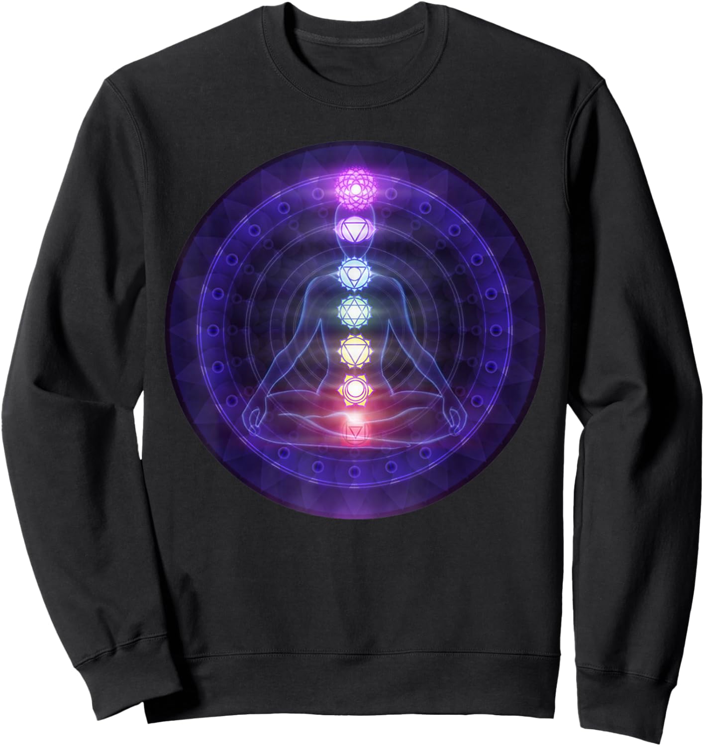Beautiful Yoga Meditation Chakra Sweatshirt - Sweatshirt | Black