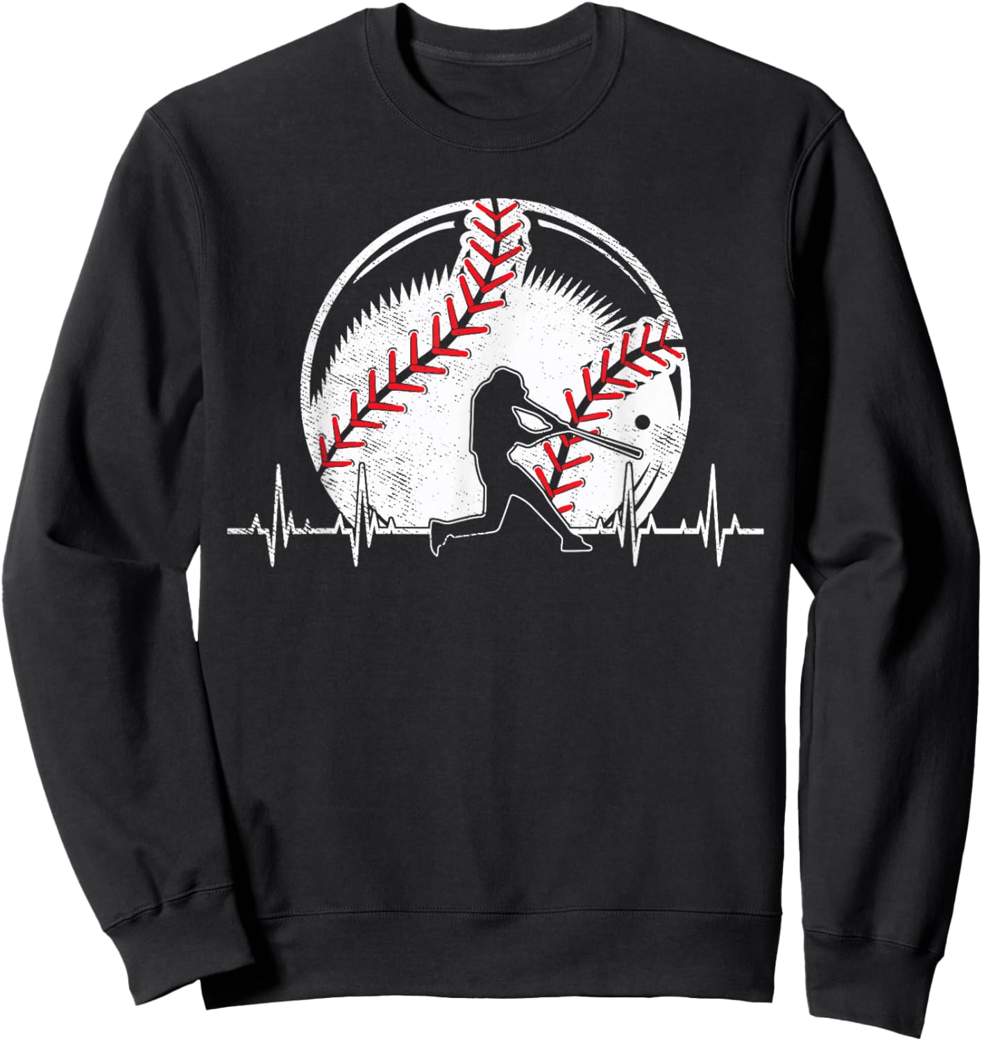 Baseball Heartbeat Gifts For Boys Who Love Baseball Sweatshirt - Sweatshirt | Black