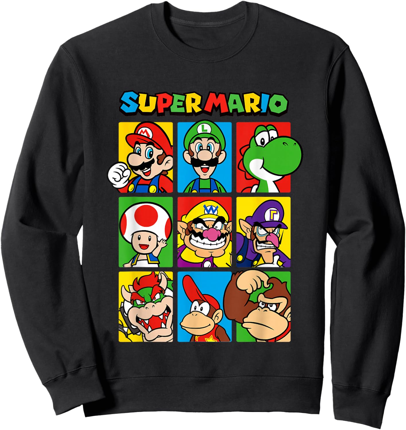 Super Mario Classic Big Character Box Up Portraits Sweatshirt - Sweatshirt | Black