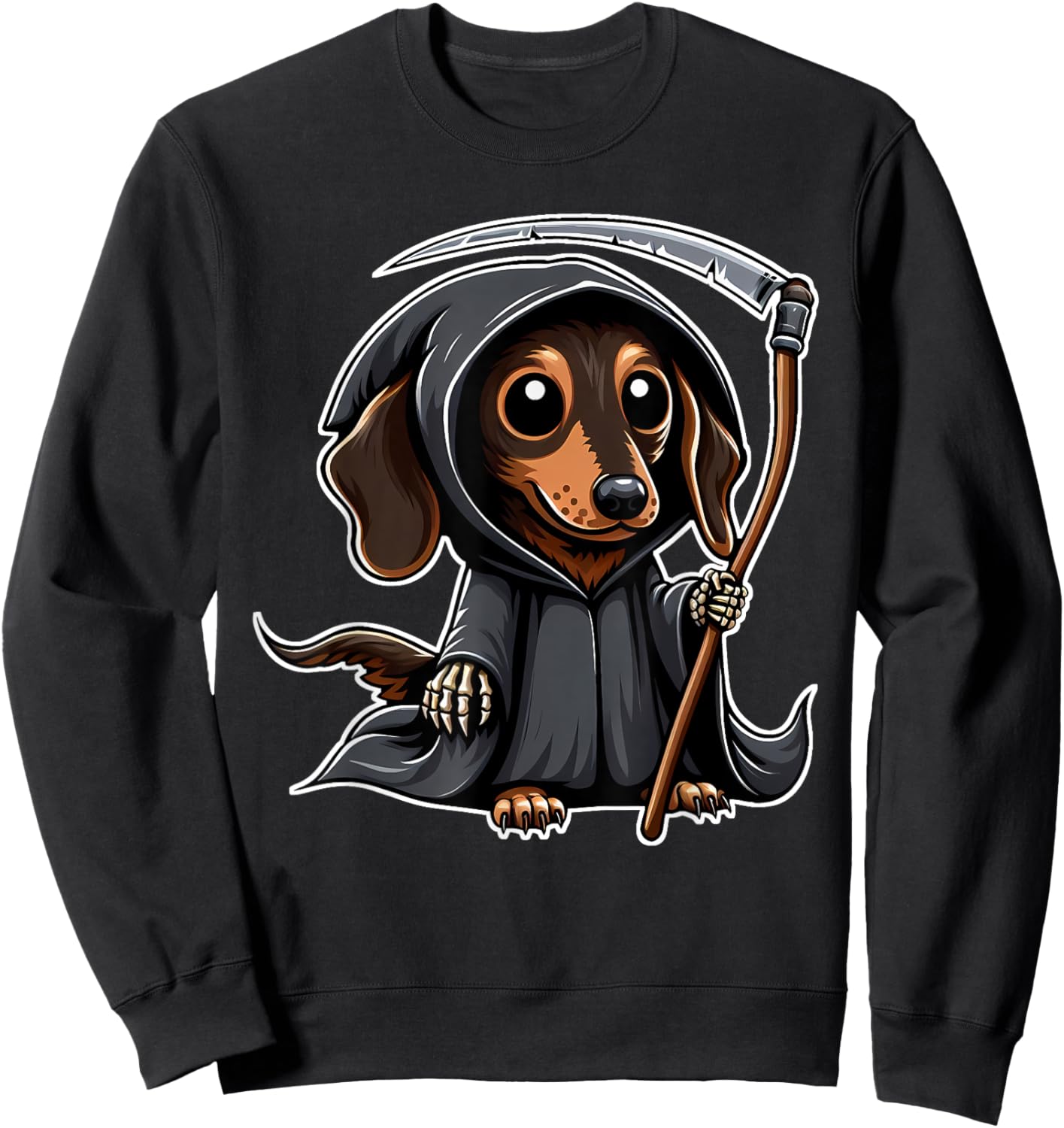 Weiner Dog Halloween Dachshund Grim Reaper Sweatshirt - Sweatshirt | Black