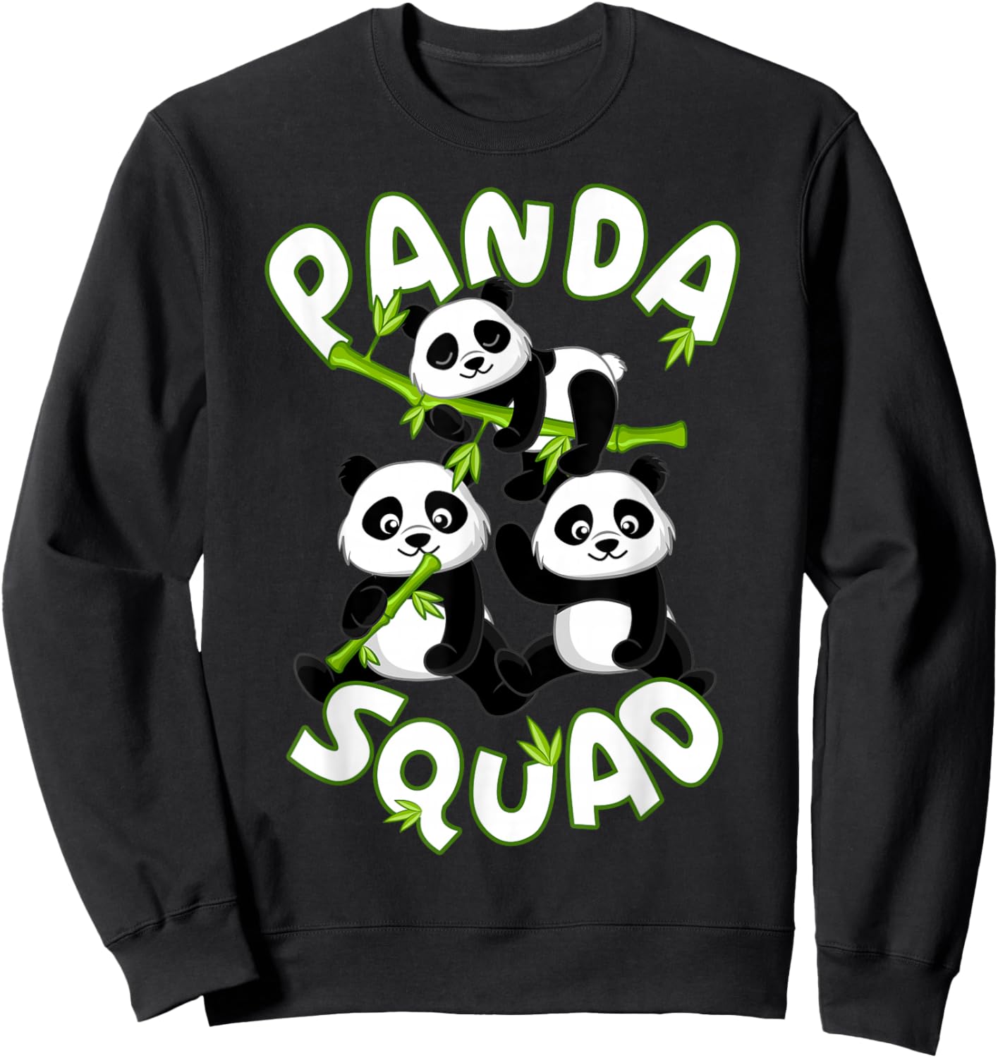 Cute Panda Family Graphic - Panda Squad Sweatshirt - Sweatshirt | Black