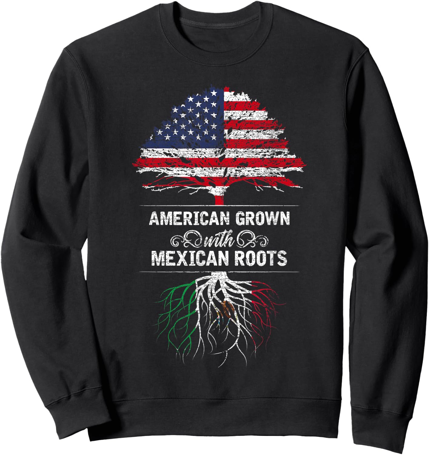 Mexico - USA Flag Mexican Roots American Grown Sweatshirt - Sweatshirt | Black