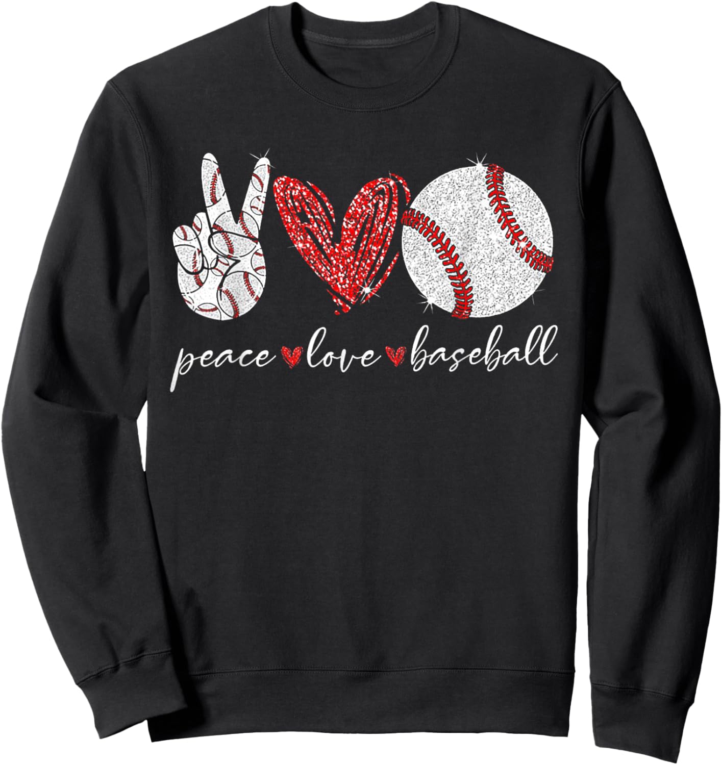 Peace Love Baseball Sweatshirt - Sweatshirt | Black