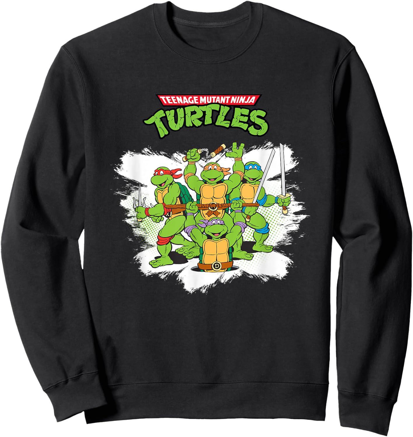 Mademark x Teenage Mutant Ninja Turtles - Original Teenage Mutant Ninja Turtles Classic Retro Logo Sweatshirt - Sweatshirt | Black