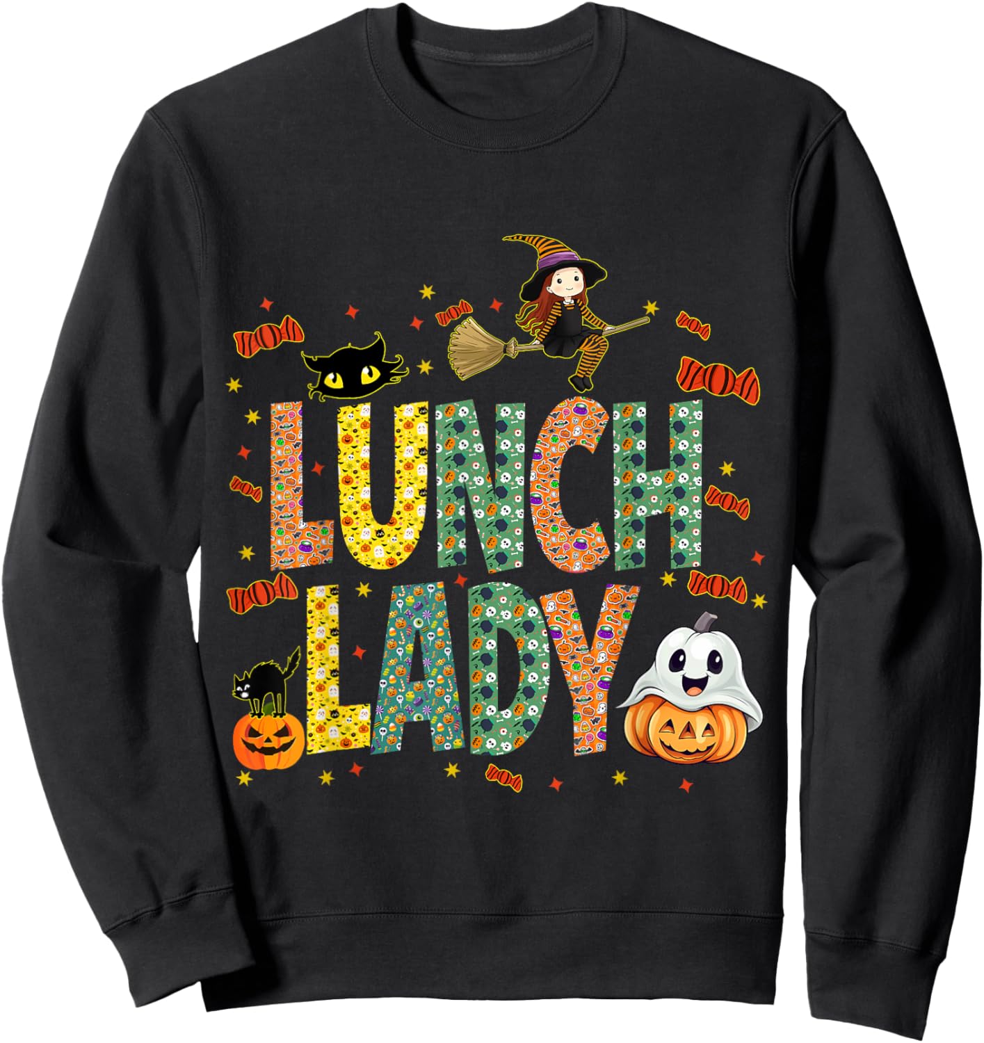 Halloween Lunch Lady Cafeteria Spooky Lunch Lady Halloween Sweatshirt - Sweatshirt | Black