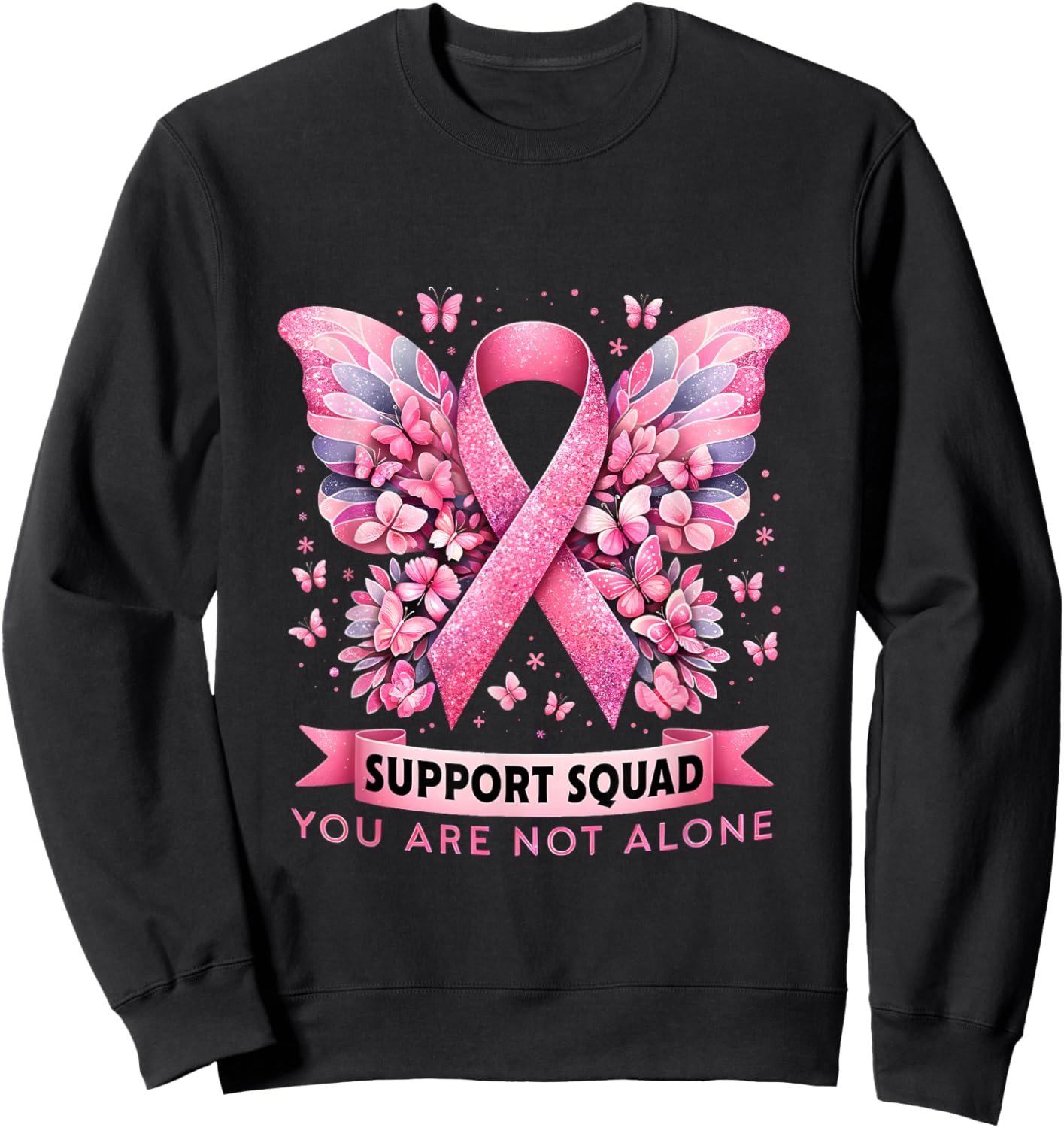 Breast Cancer Warrior Breast Cancer Awareness Support Squad Sweatshirt - Sweatshirt | Black