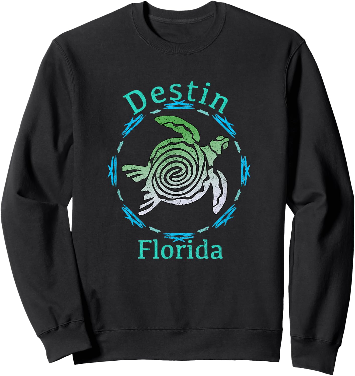 Destin Florida Vintage Tribal Turtle Gift Sweatshirt - Sweatshirt | Black