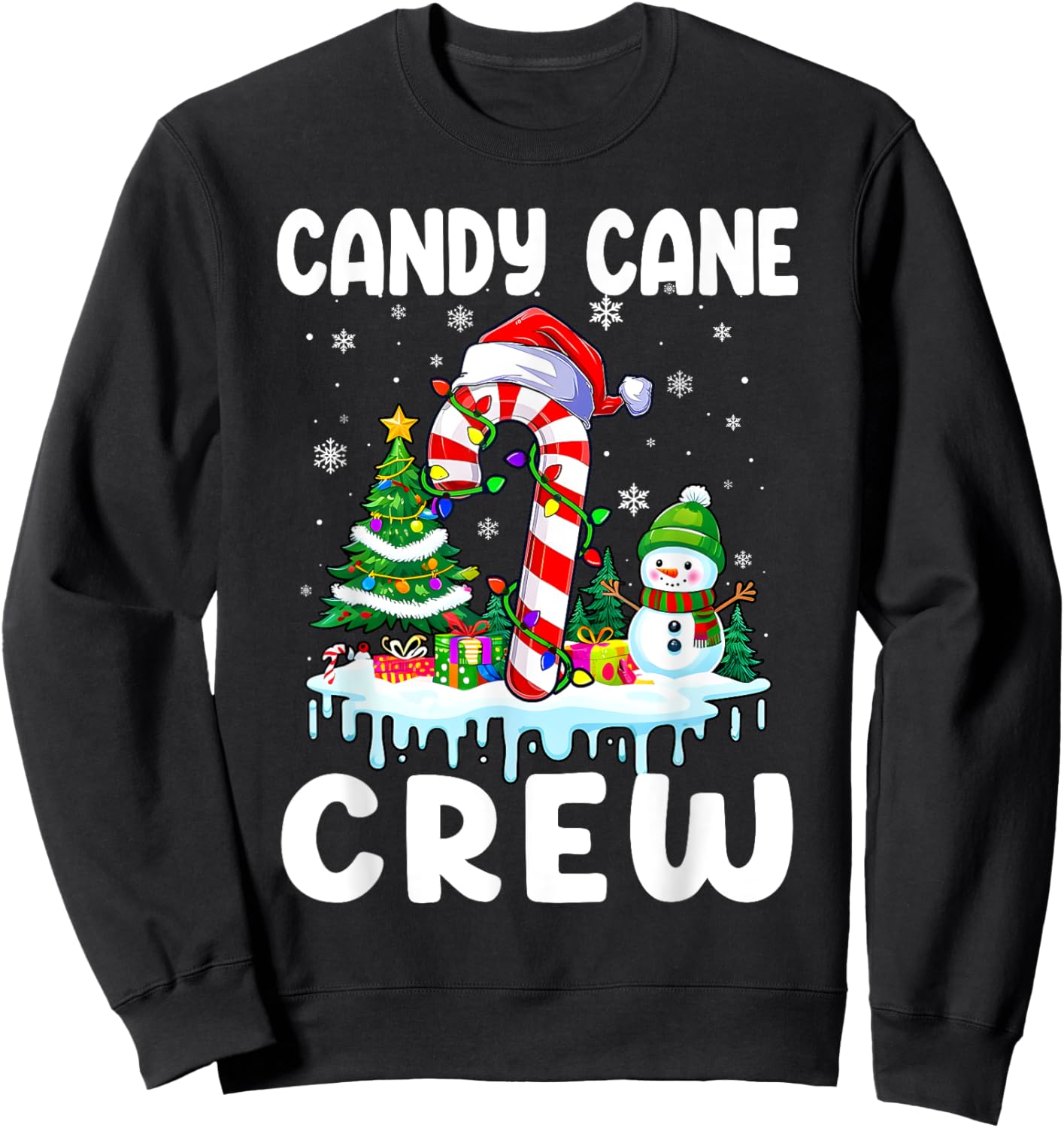 Candy Cane Crew Funny Christmas Holiday Boys Girls Men Women Sweatshirt - Sweatshirt | Black
