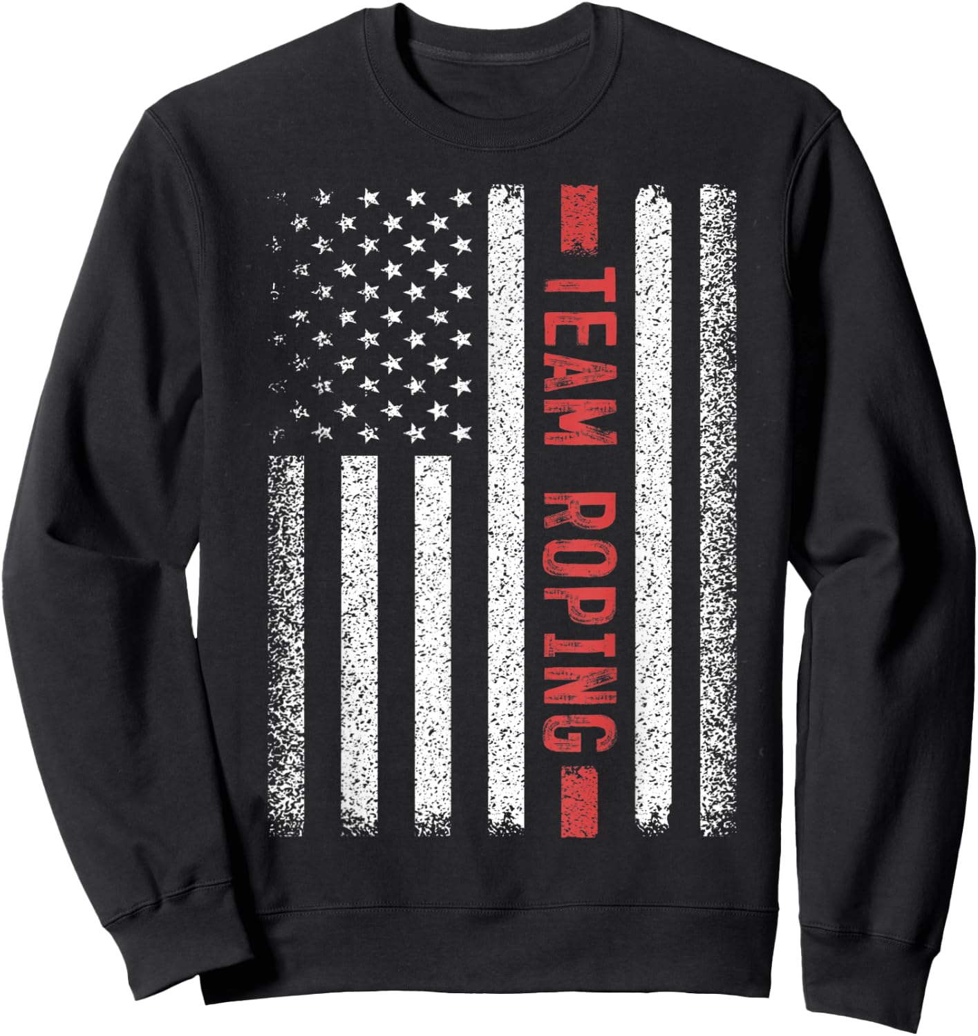 team roping American Flag 4th of July Sweatshirt - Sweatshirt | Black