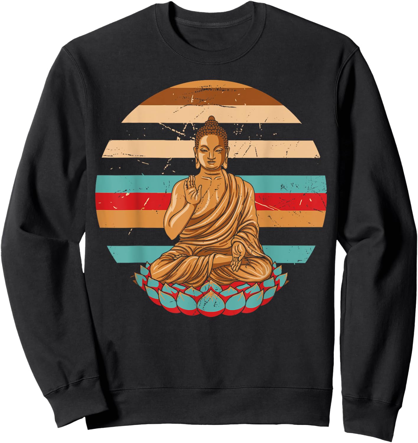 Vintage Style Retro Sleeping Buddha Gift Sweatshirt - Sweatshirt | Black