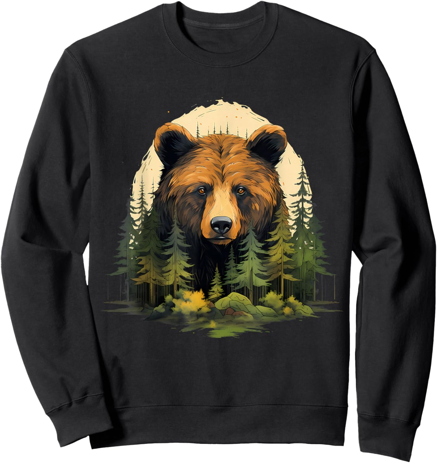 Bear Portrait Forest Animal Art Artwork Forest Wildlife Sweatshirt - Sweatshirt | Black