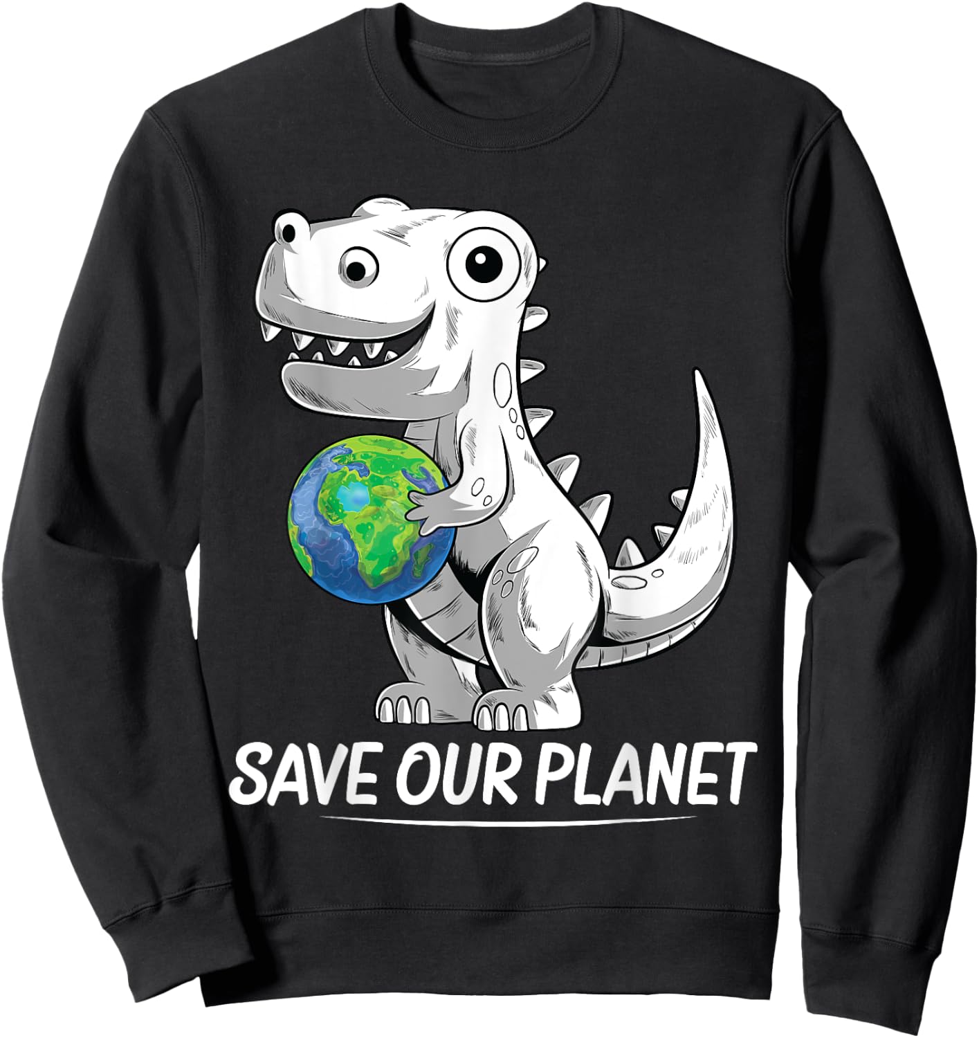 Save our Planet Earth Day 2021 Trex Environment kidsToddler Sweatshirt - Sweatshirt | Black