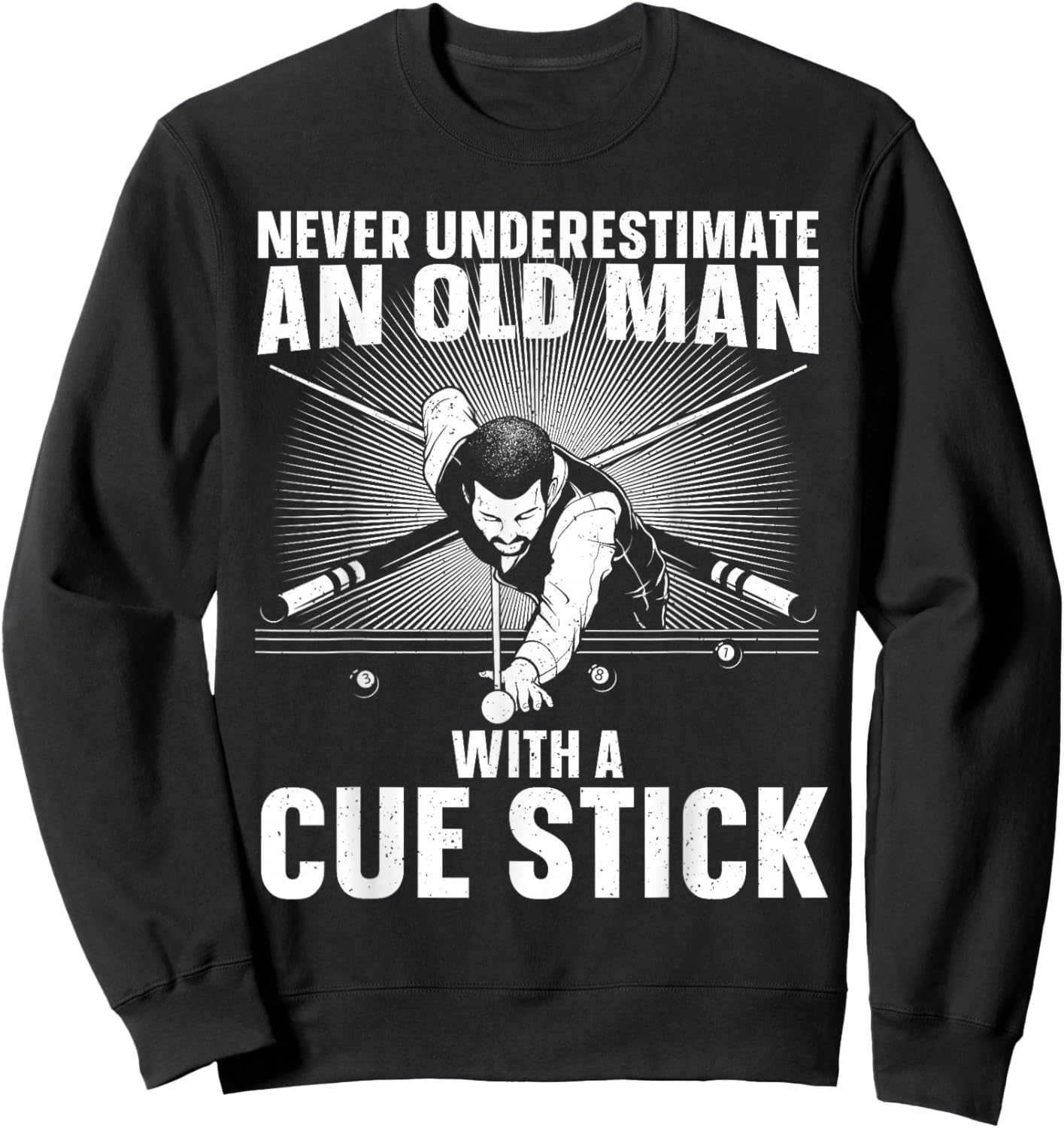 Best Pool Art Grandpa Billiard Player Pool Lover Sweatshirt - Sweatshirt | Black
