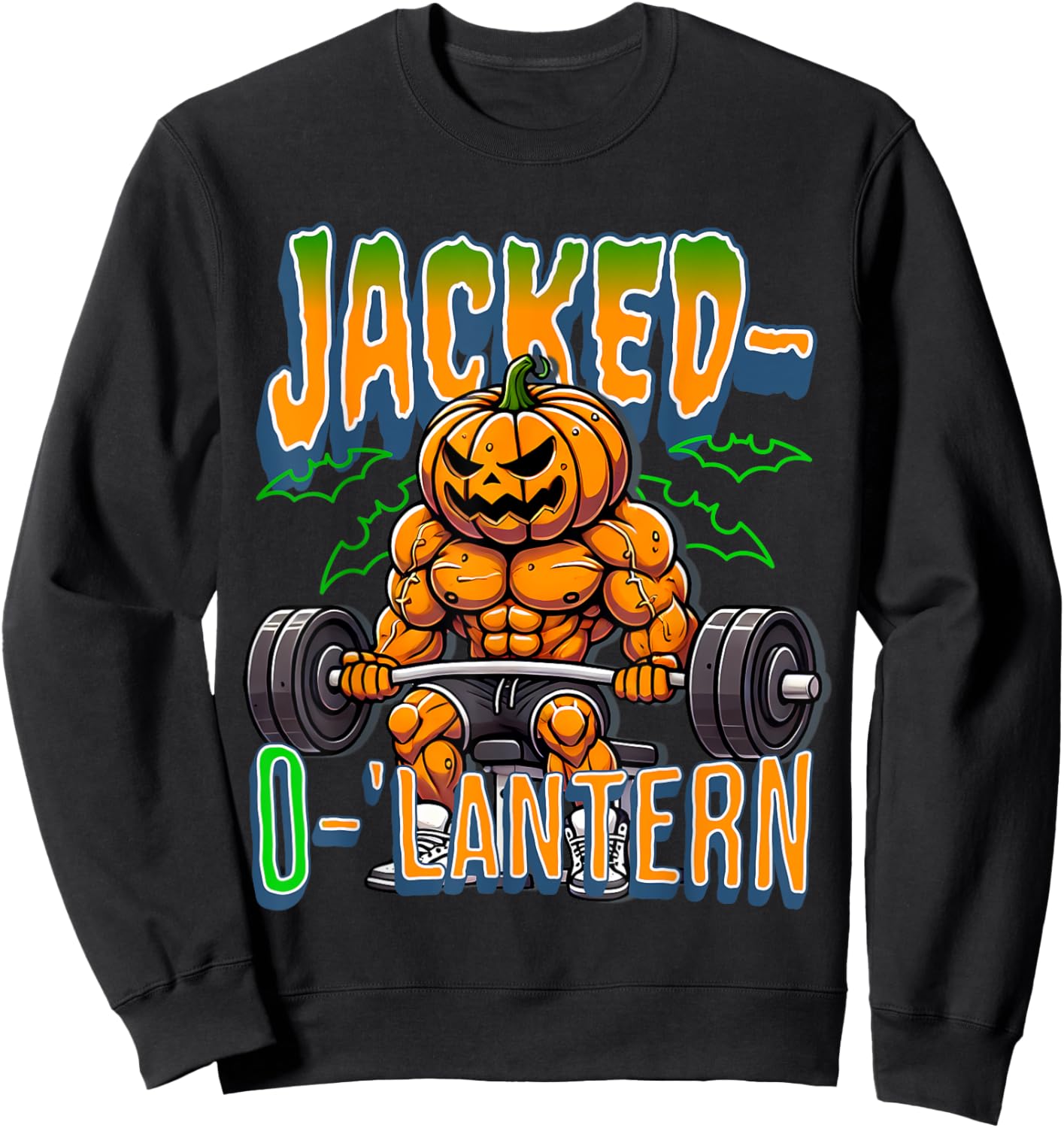 Jacked-O'-Lantern Halloween Fitness Pumpkin Gym Workout Sweatshirt - Sweatshirt | Black