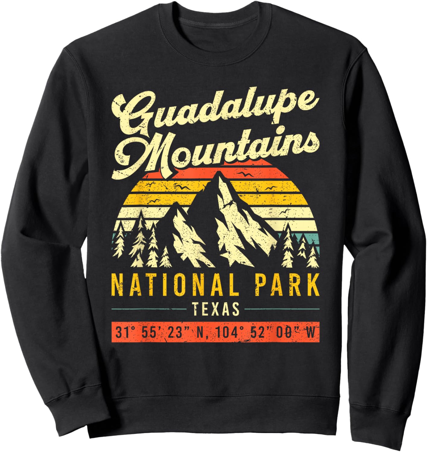Guadalupe Mountains Texas Vintage Retro National Park Sweatshirt - Sweatshirt | Black