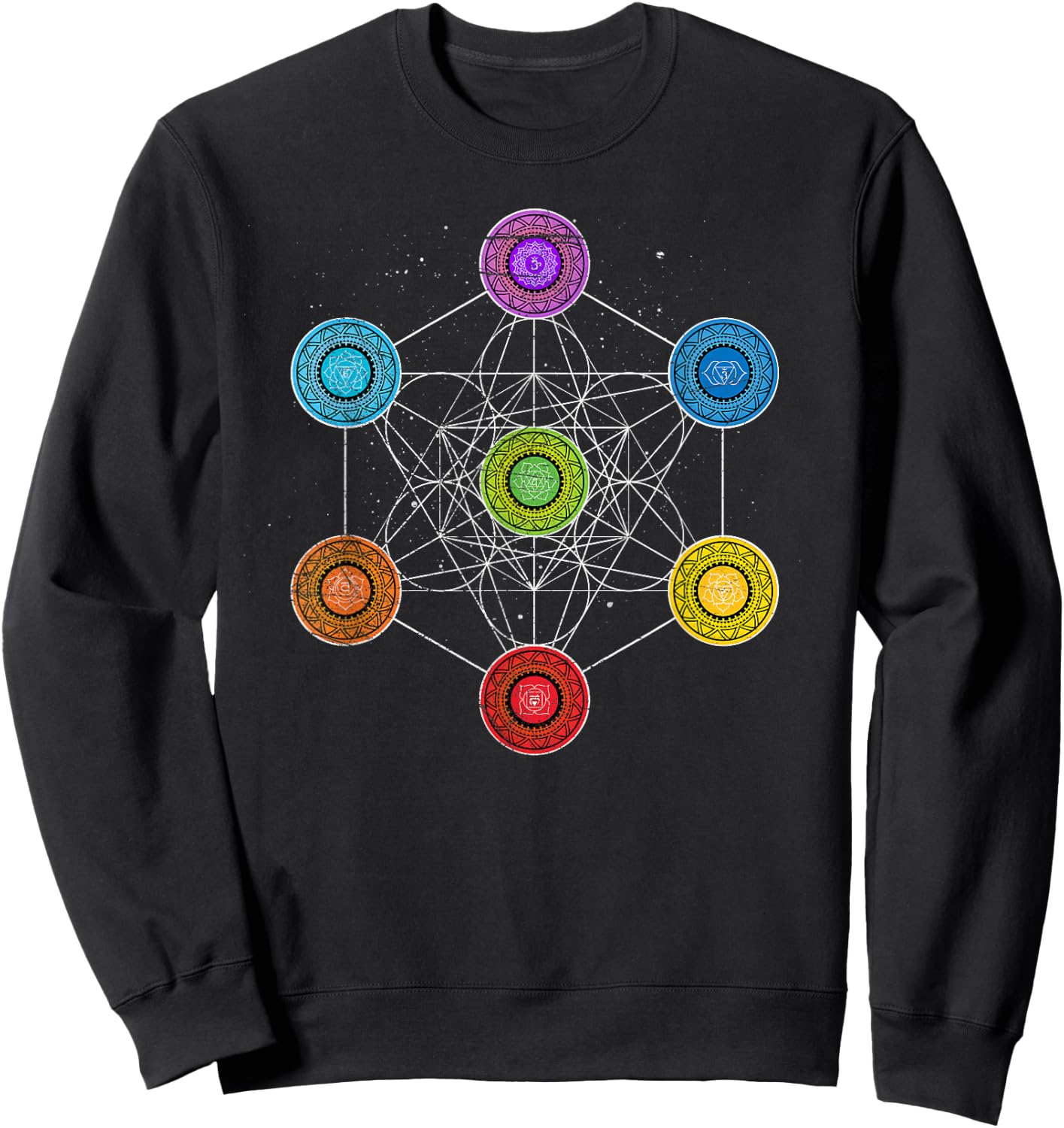 Sacred Geometry Metatrons Cube 7 Chakras - Psychedelic Shirt Sweatshirt - Sweatshirt | Black