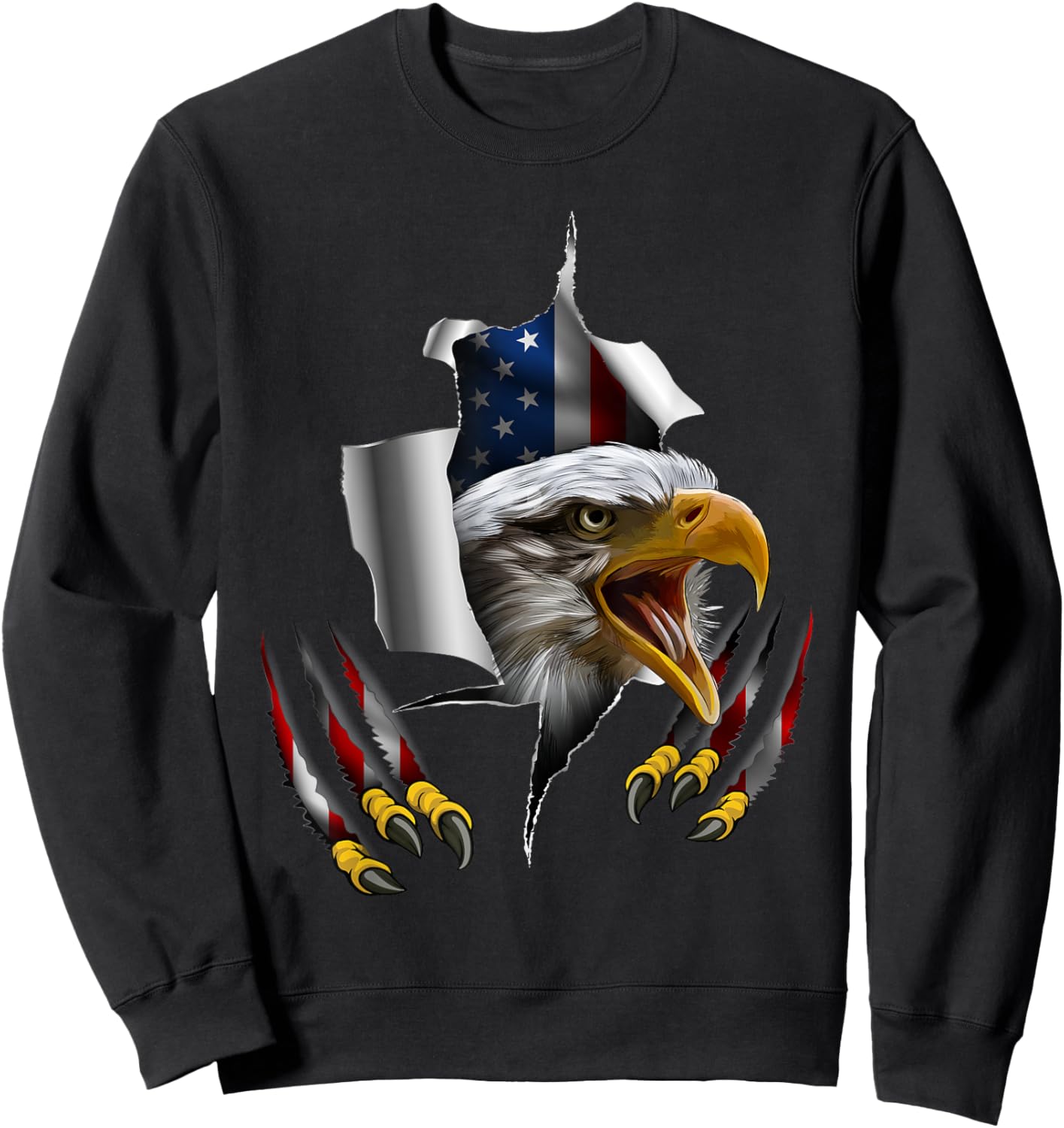 Patriotic USA Bald Eagle 4th of July Flag Vintage Sweatshirt - Sweatshirt | Black