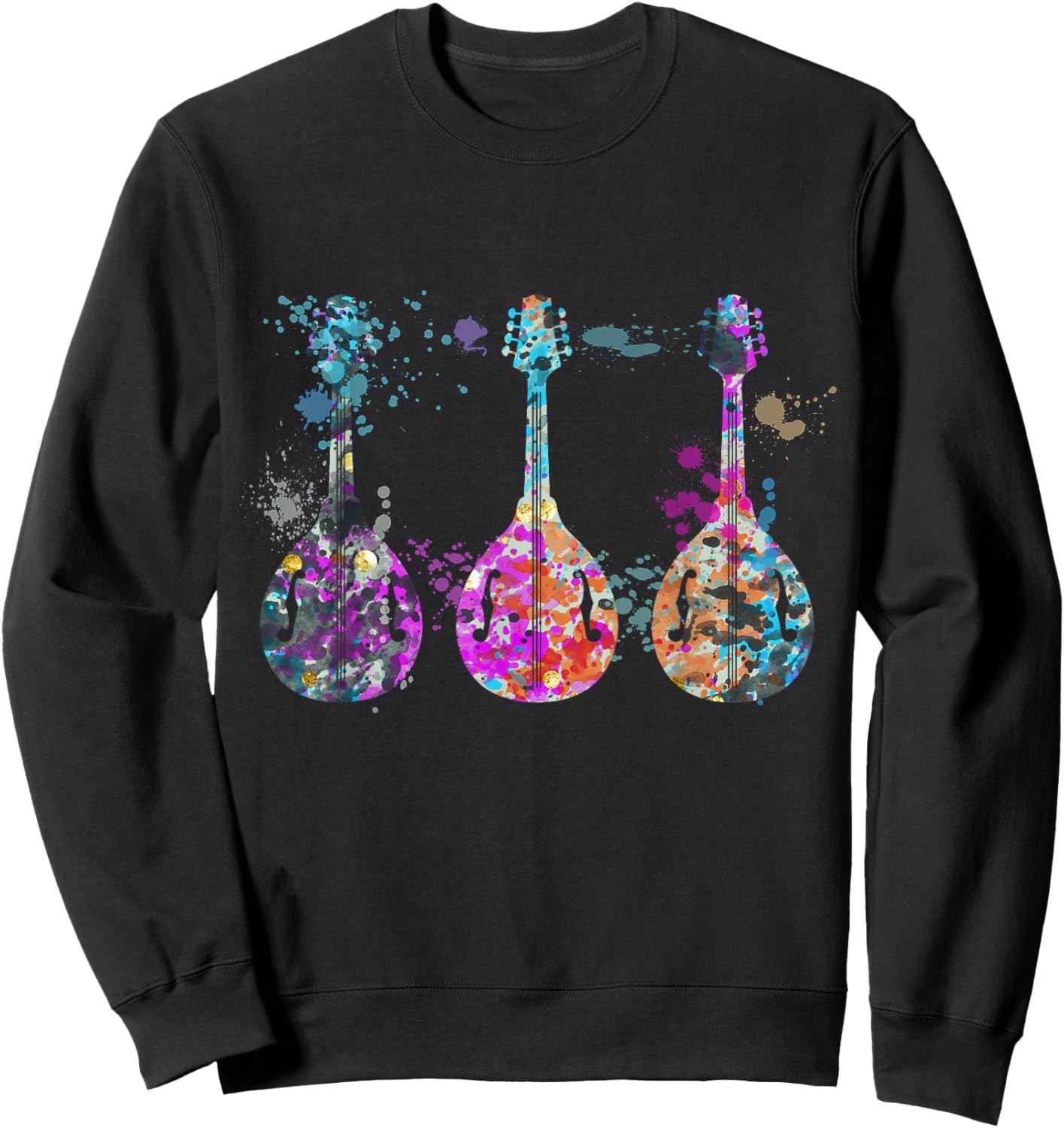 Mandolin Instrument Silhouette Mandolins Sweatshirt - Sweatshirt | Black
