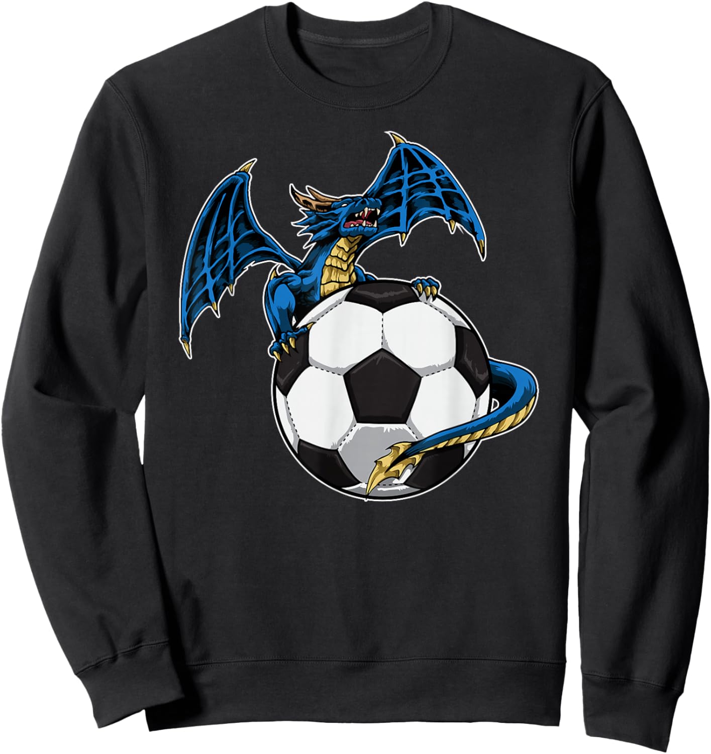 Cool Soccer Dragon Sitting On Soccer Ball Sweatshirt - Sweatshirt | Black