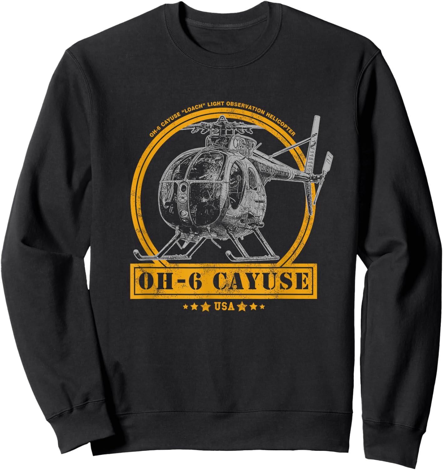 OH-6 "Loach" Cayuse Helicopter Sweatshirt - Sweatshirt | Black
