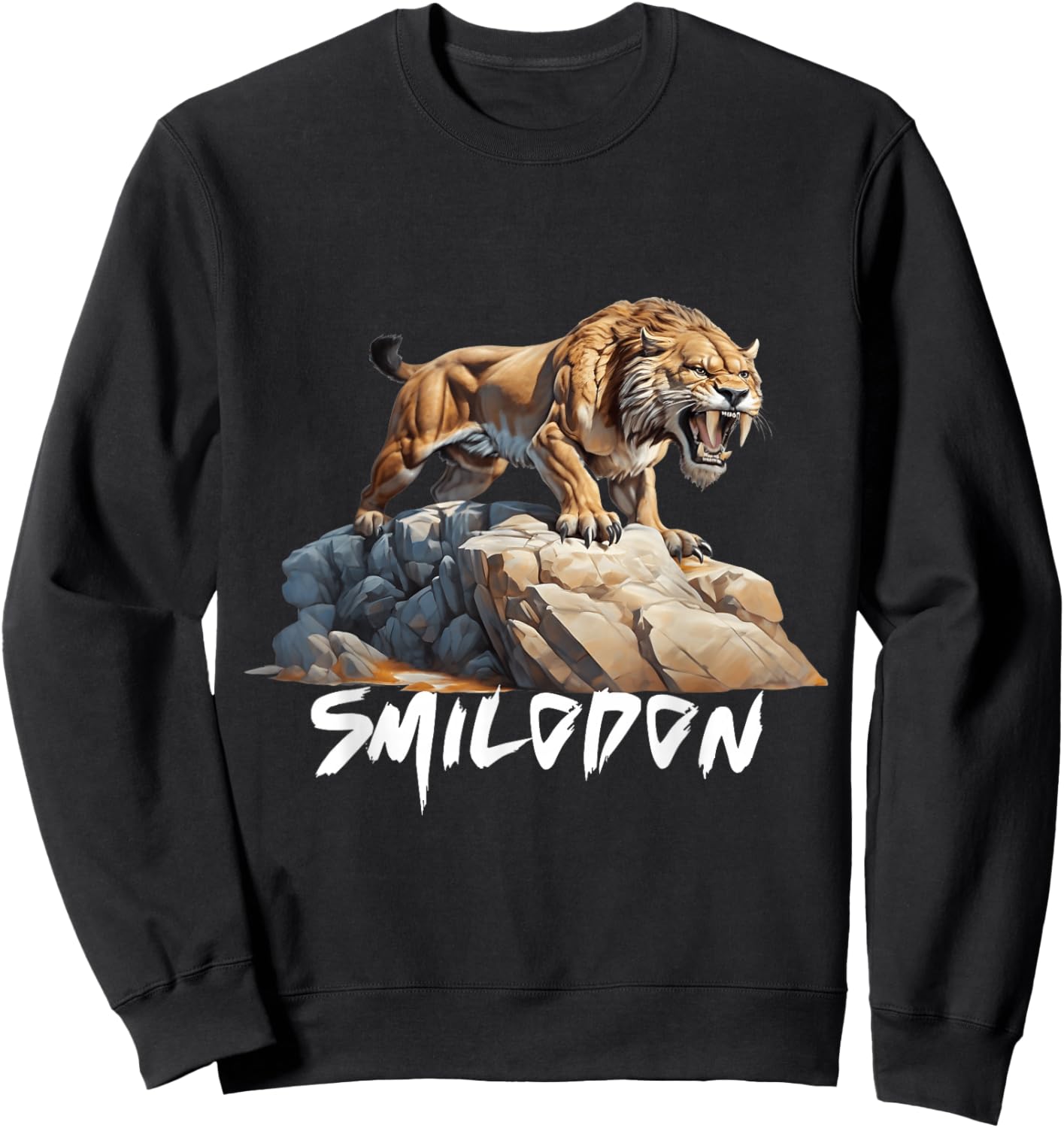 Smilodon Saber-Toothed Cat SaberTooth Tiger Design Sweatshirt - Sweatshirt | Black