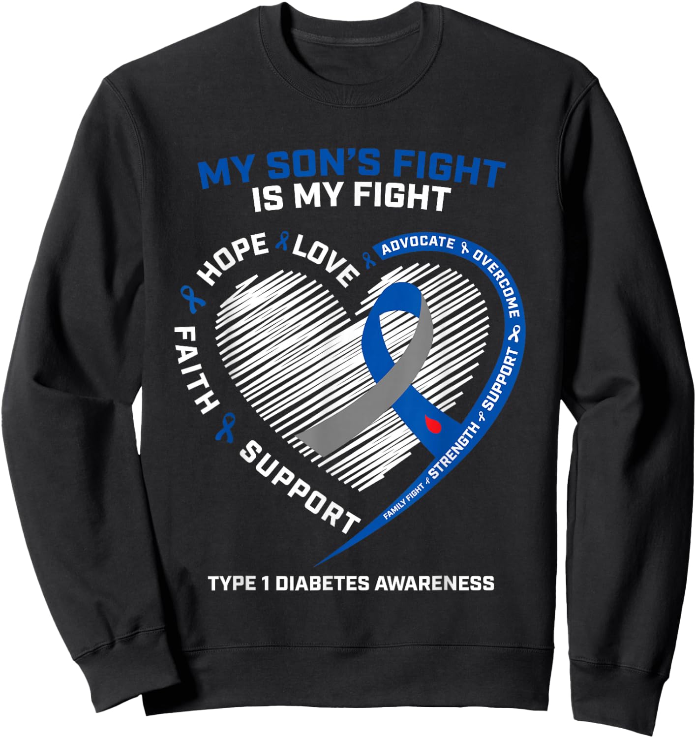 T1D Mom Dad My Son's Fight Type 1 Diabetes Awareness Gifts Sweatshirt - Sweatshirt | Black