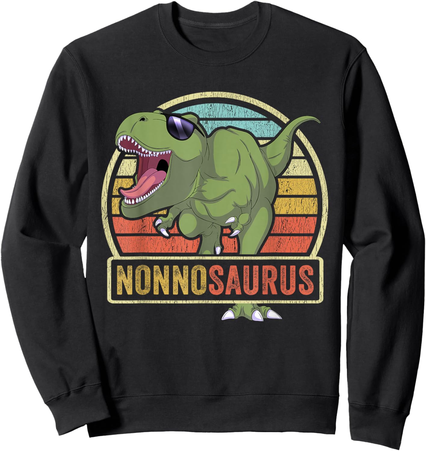 Nonnosaurus Dinosaur Nonno Saurus Family Matching Sweatshirt - Sweatshirt | Black