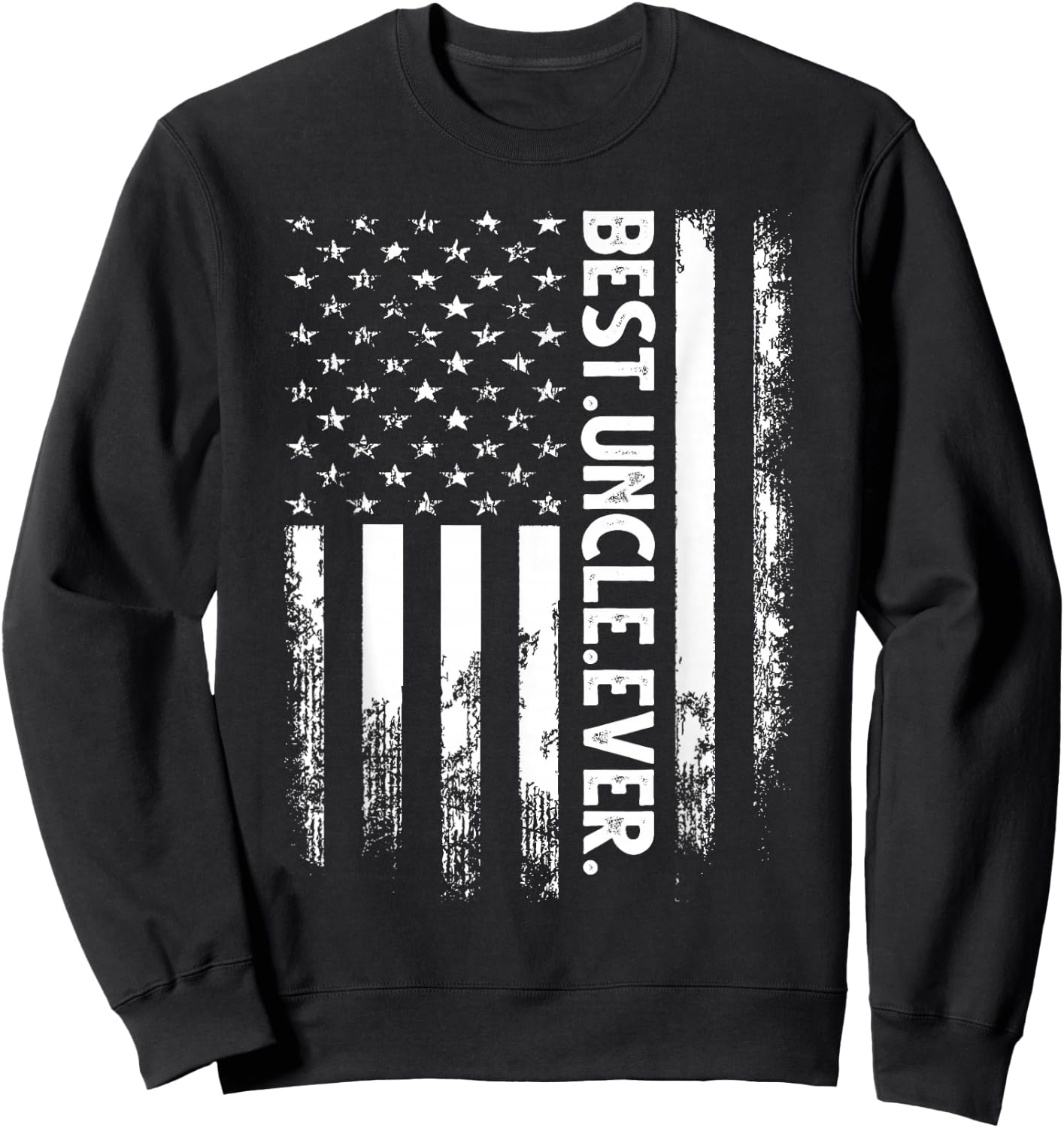 Best Uncle Ever American Flag Christmas Sweatshirt - Sweatshirt | Black