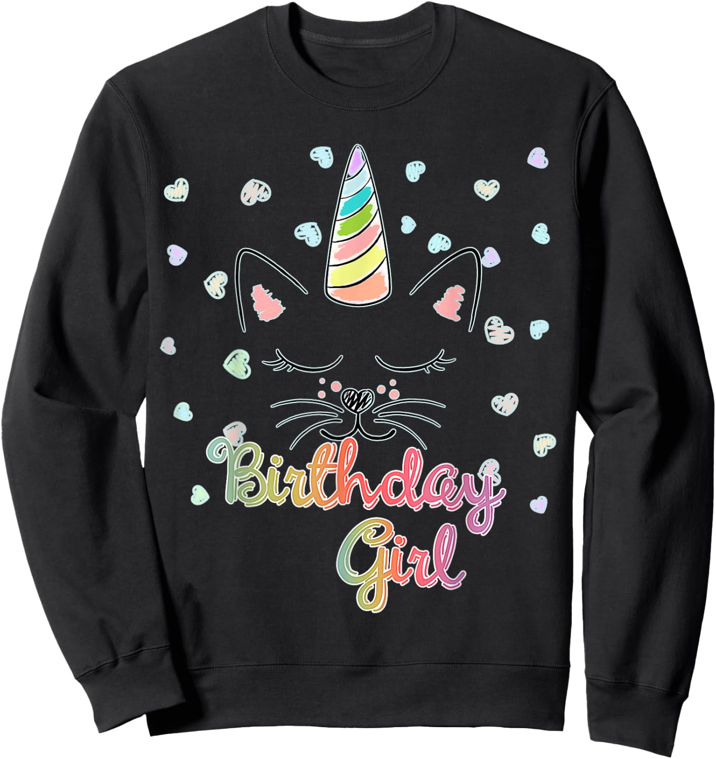 Caticorn Unicat Birthday Party Girl Shirt Sweatshirt - Sweatshirt | Black