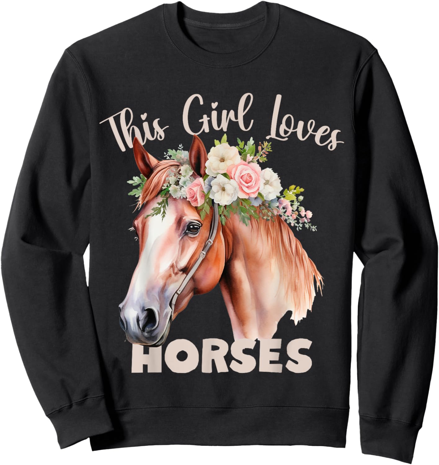 This Girl Loves Horse for Horse or Pony Loving Girls Women Sweatshirt - Sweatshirt | Black