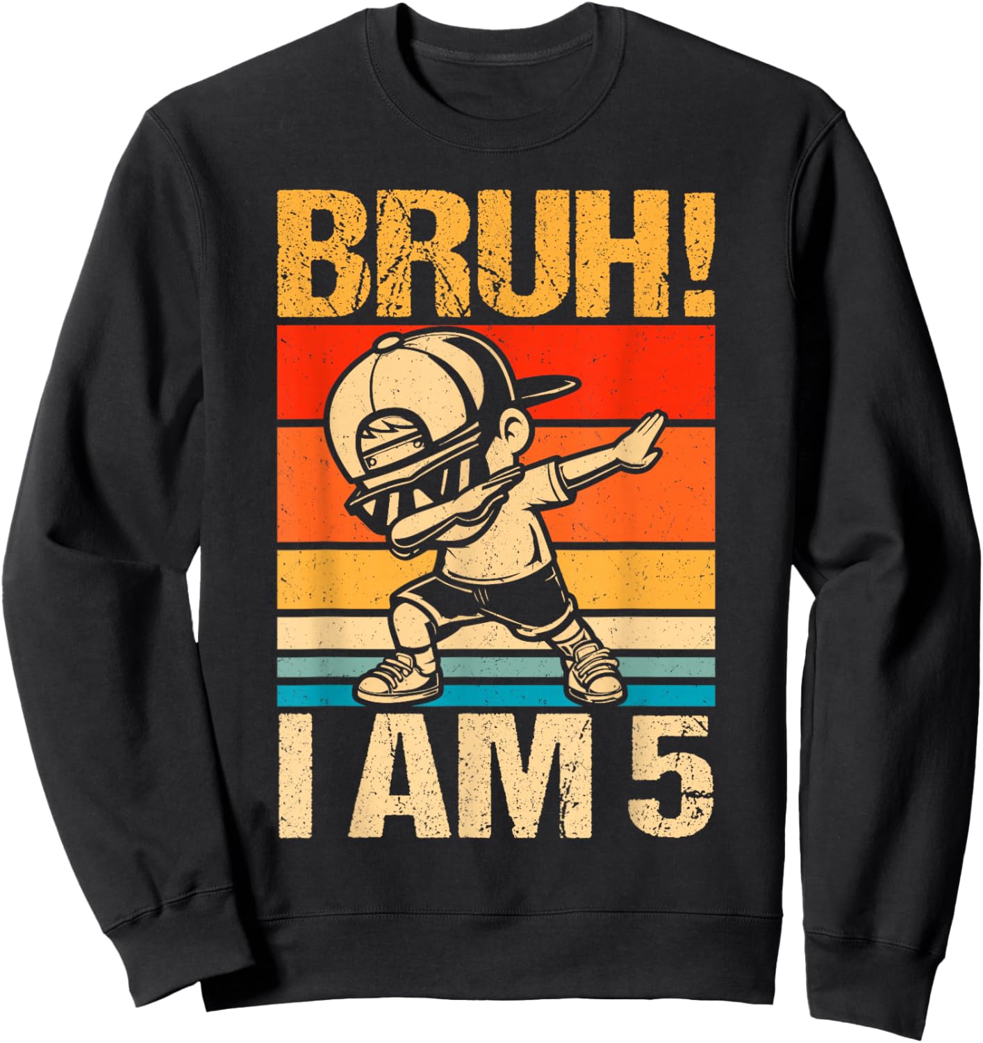 5 Year Old Birthday Dabbing Boy Bruh It's My 5th Birthday Sweatshirt - Sweatshirt | Black