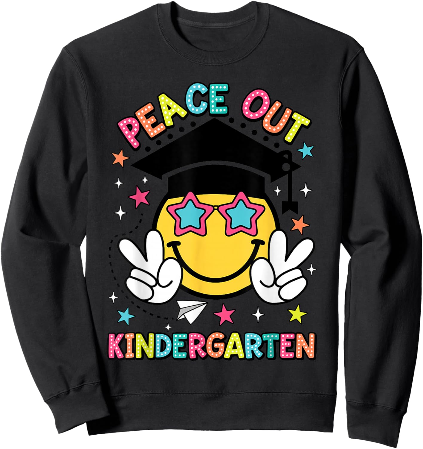 Peace Out Kindergarten Graduation Class Of 2024 Kid Boy Girl Sweatshirt - Sweatshirt | Black