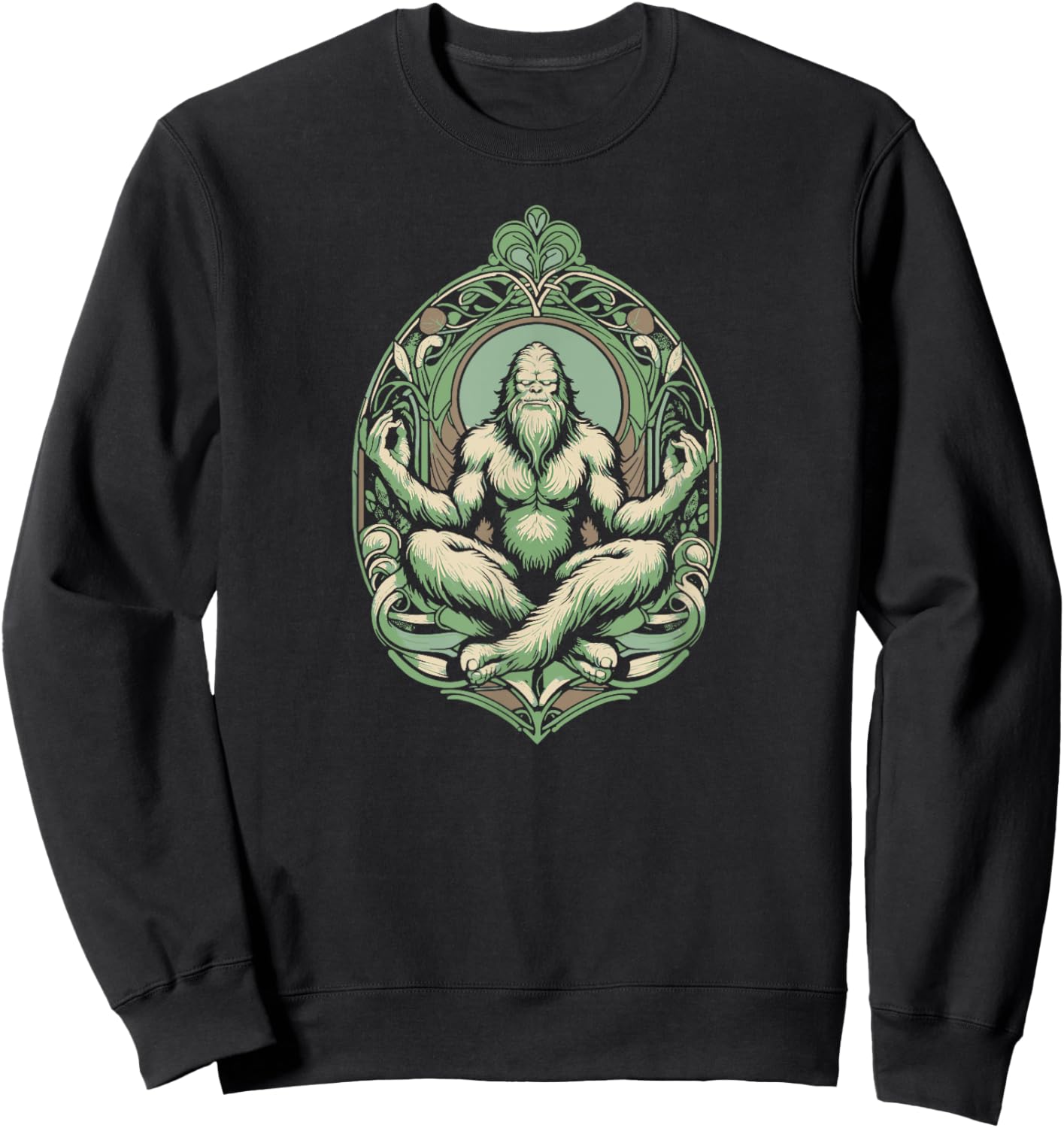 Mindful Sasquatch - Bigfoot Yoga Meditation Sweatshirt - Sweatshirt | Black