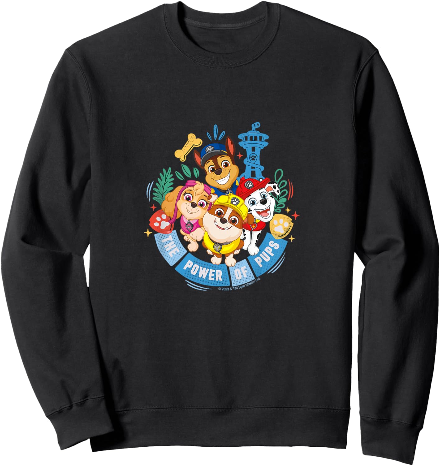 PAW Patrol The Power Of Pups Colorful Big Group Shot Sweatshirt - Sweatshirt | Black