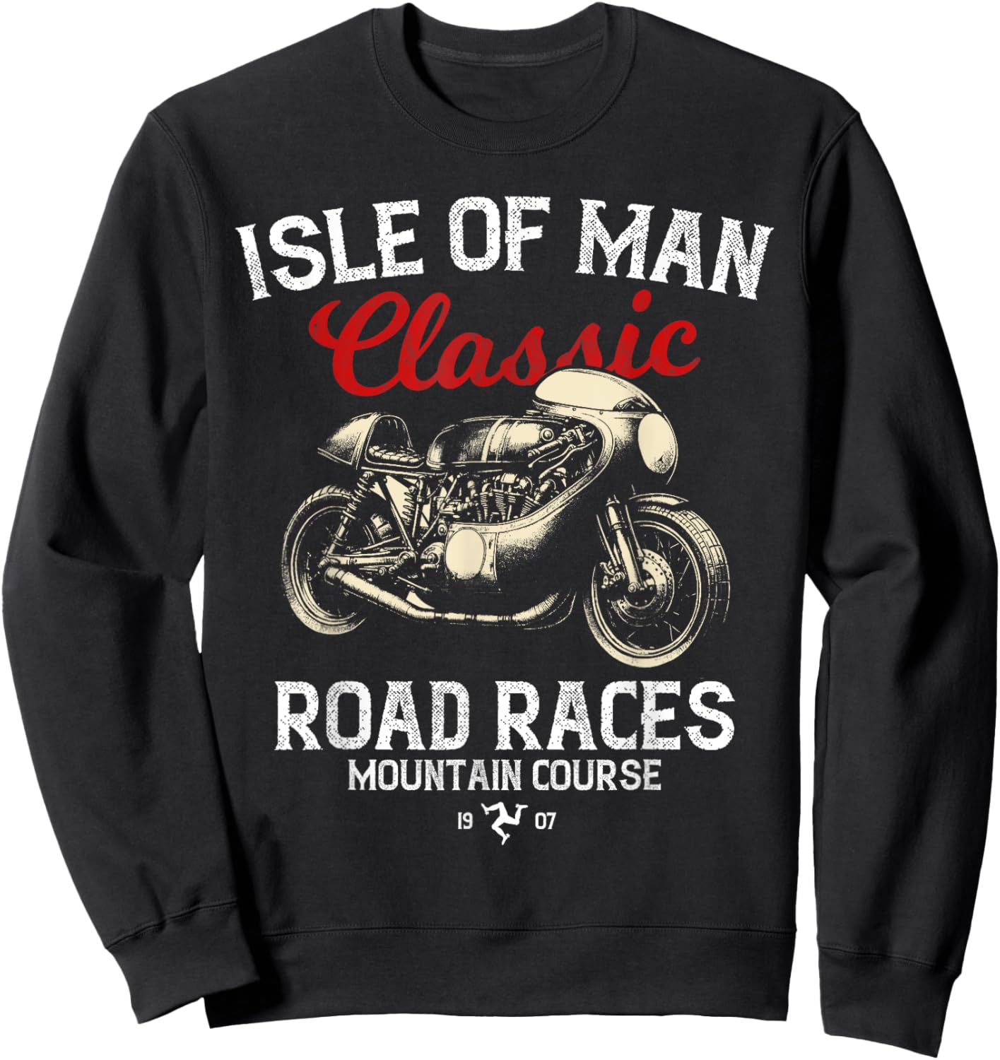 Retro Isle of Man TT Races Vintage Motorcycle Race , Black, S Sweatshirt - Sweatshirt | Black