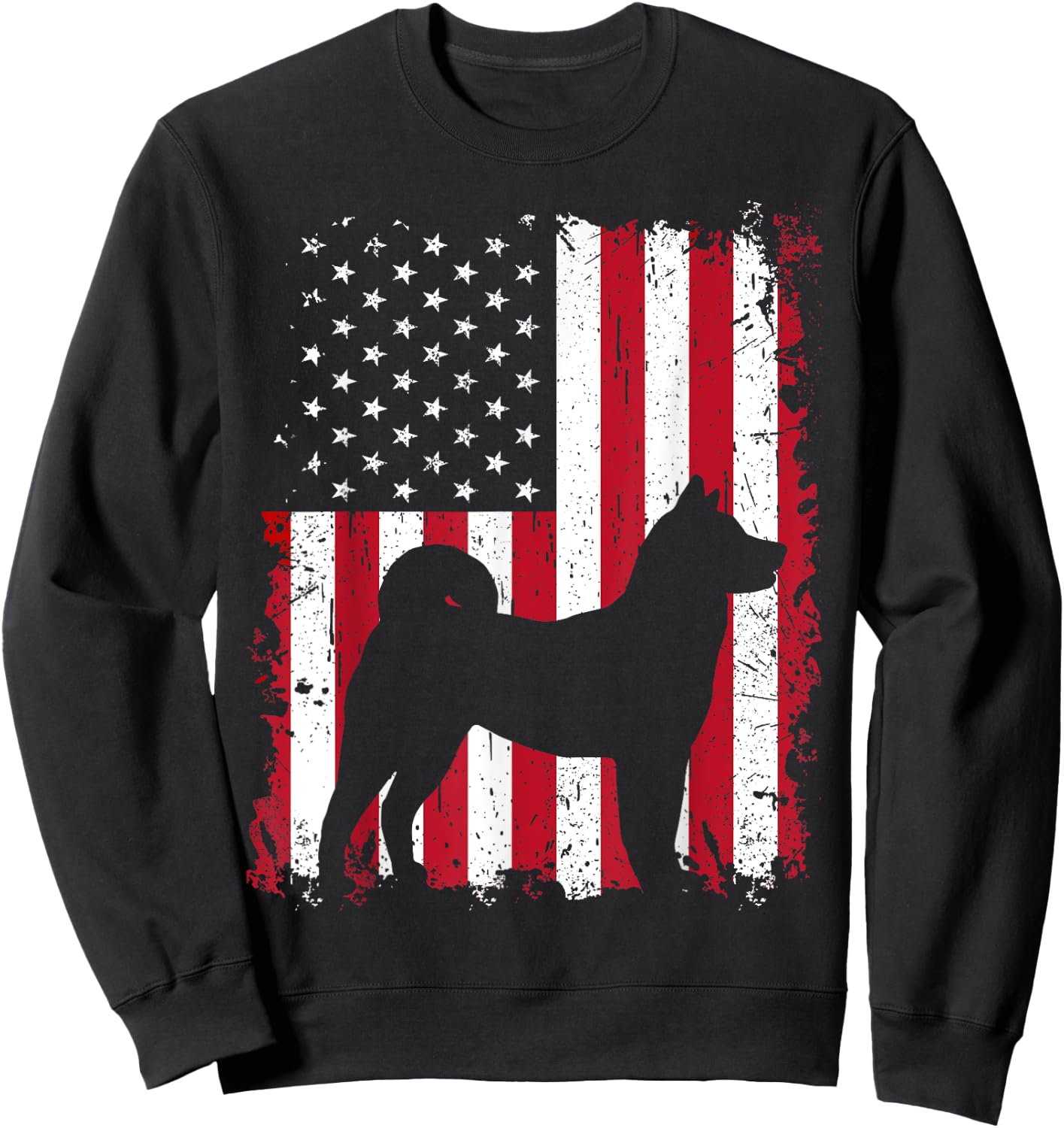 Akita 4th of July Patriotic American USA Flag Gift Women Kids Men Sweatshirt - Sweatshirt | Black